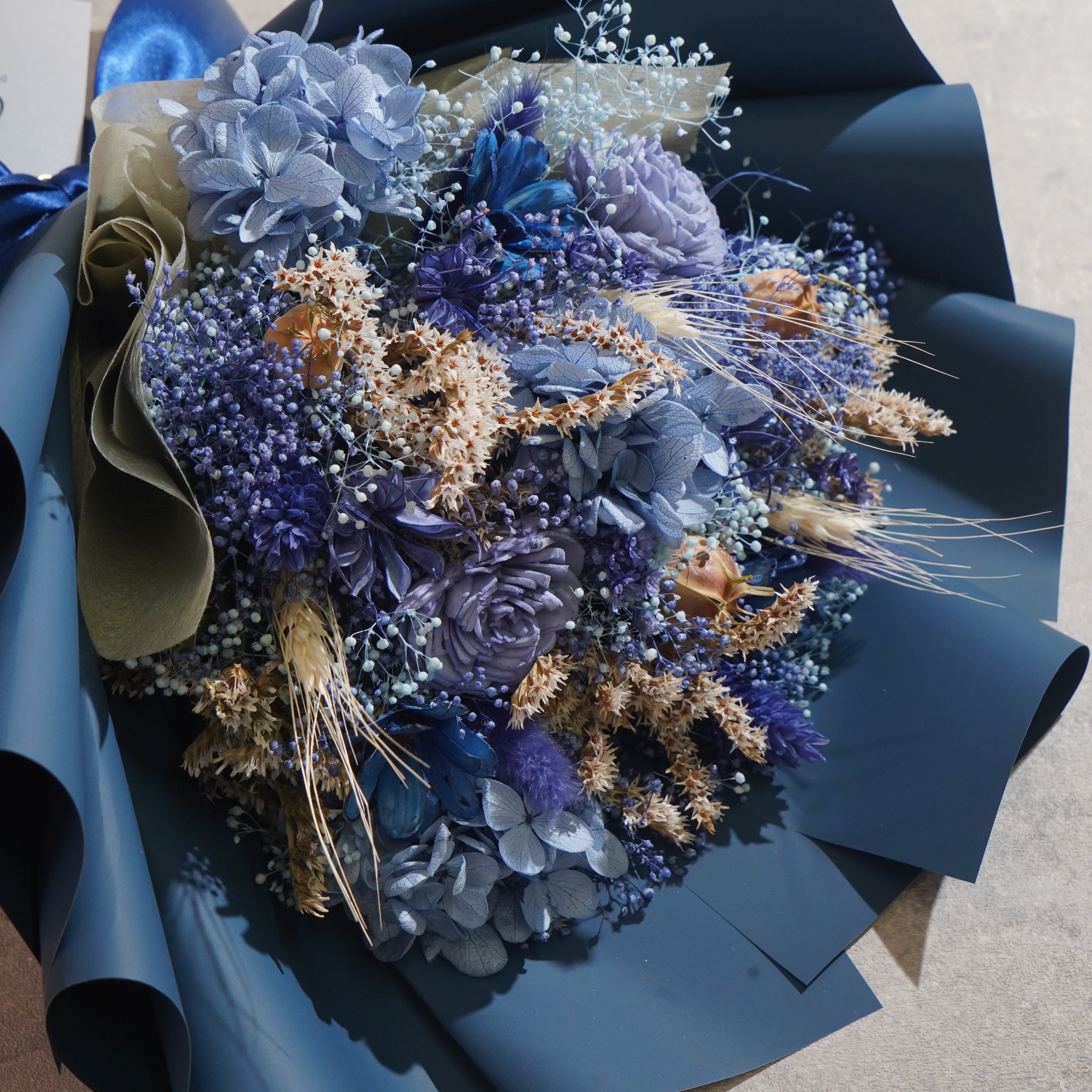 ドライフラワーの花束 Mサイズ ブルー M-843≪限定1点≫