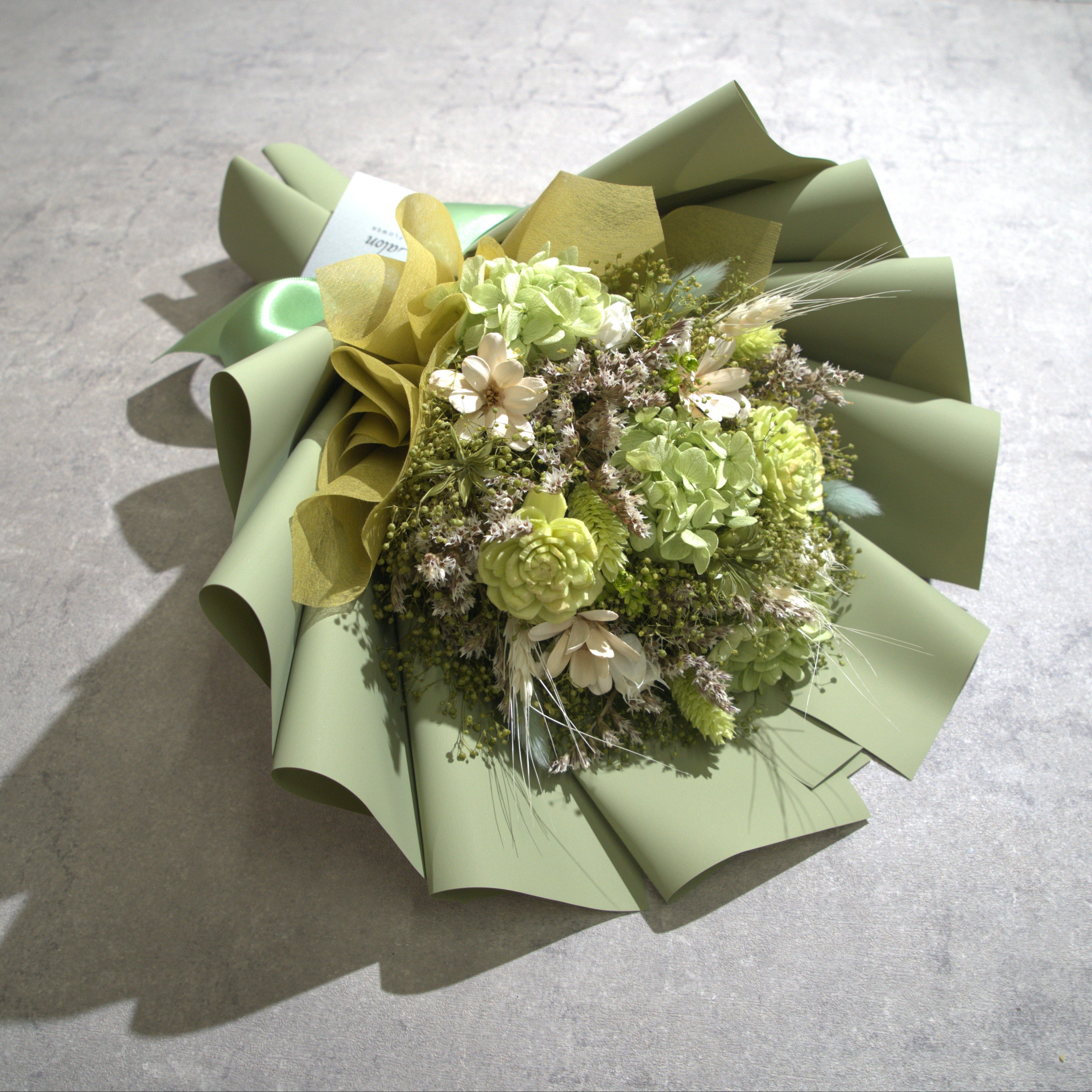 ドライフラワーの花束 Mサイズ ライトグリーン M-848≪限定1点≫