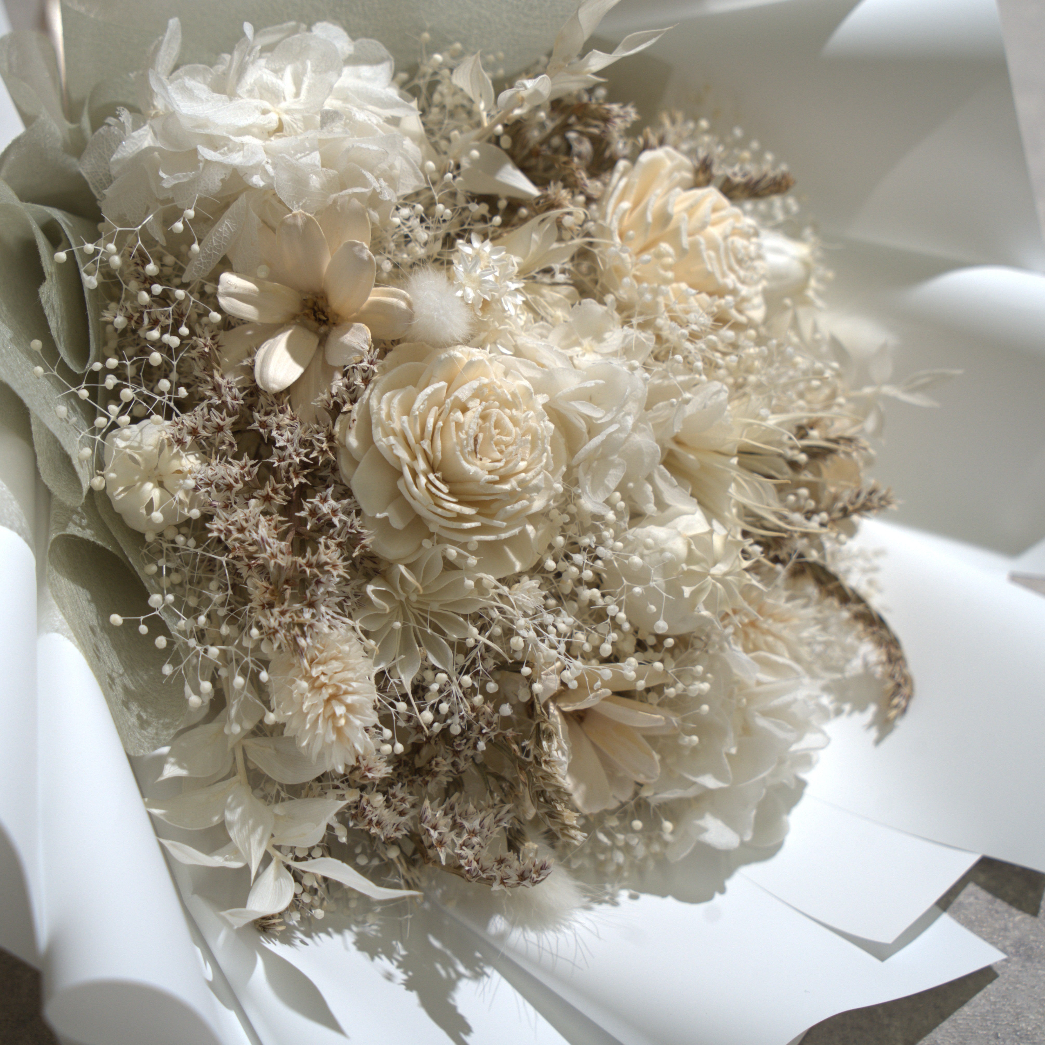 ドライフラワーの花束 Mサイズ ホワイト M-850≪限定1点≫