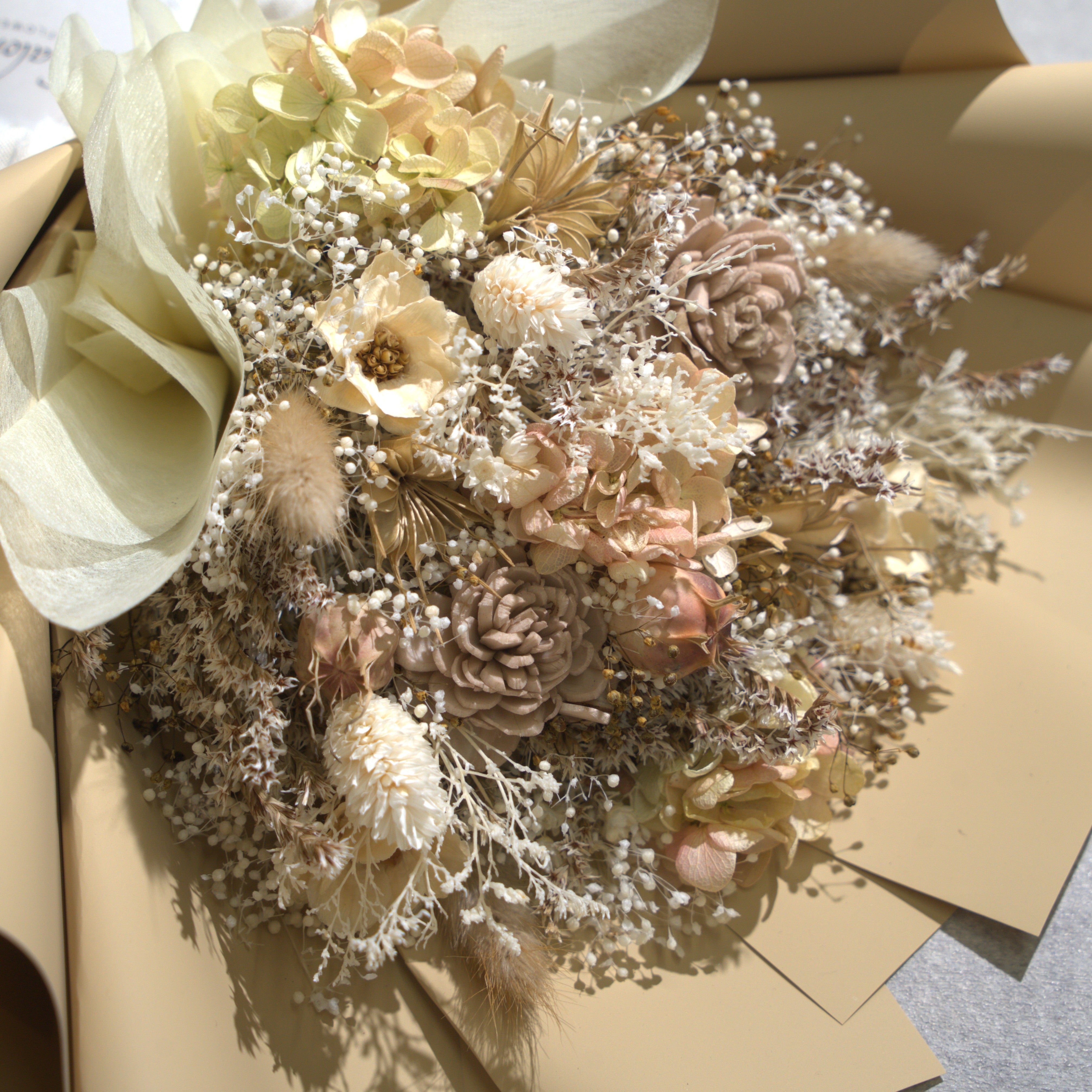ドライフラワーの花束 Mサイズ ベージュ M-855≪限定1点≫