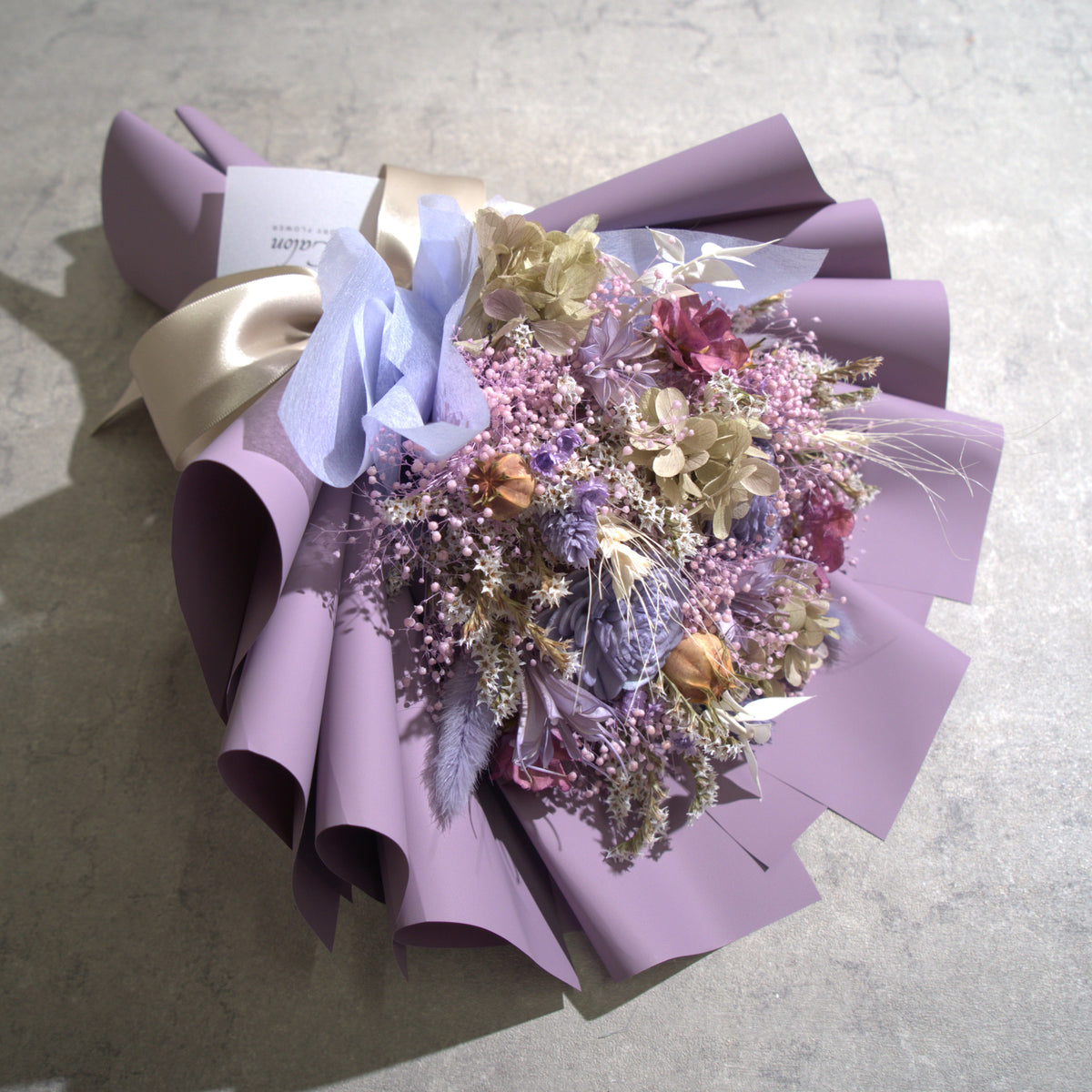 ドライフラワーの花束 Mサイズ ライトパープル M-862≪限定1点≫