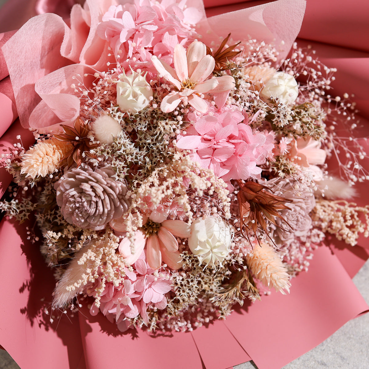 ドライフラワーの花束 Mサイズ ピンク M-876≪限定1点≫