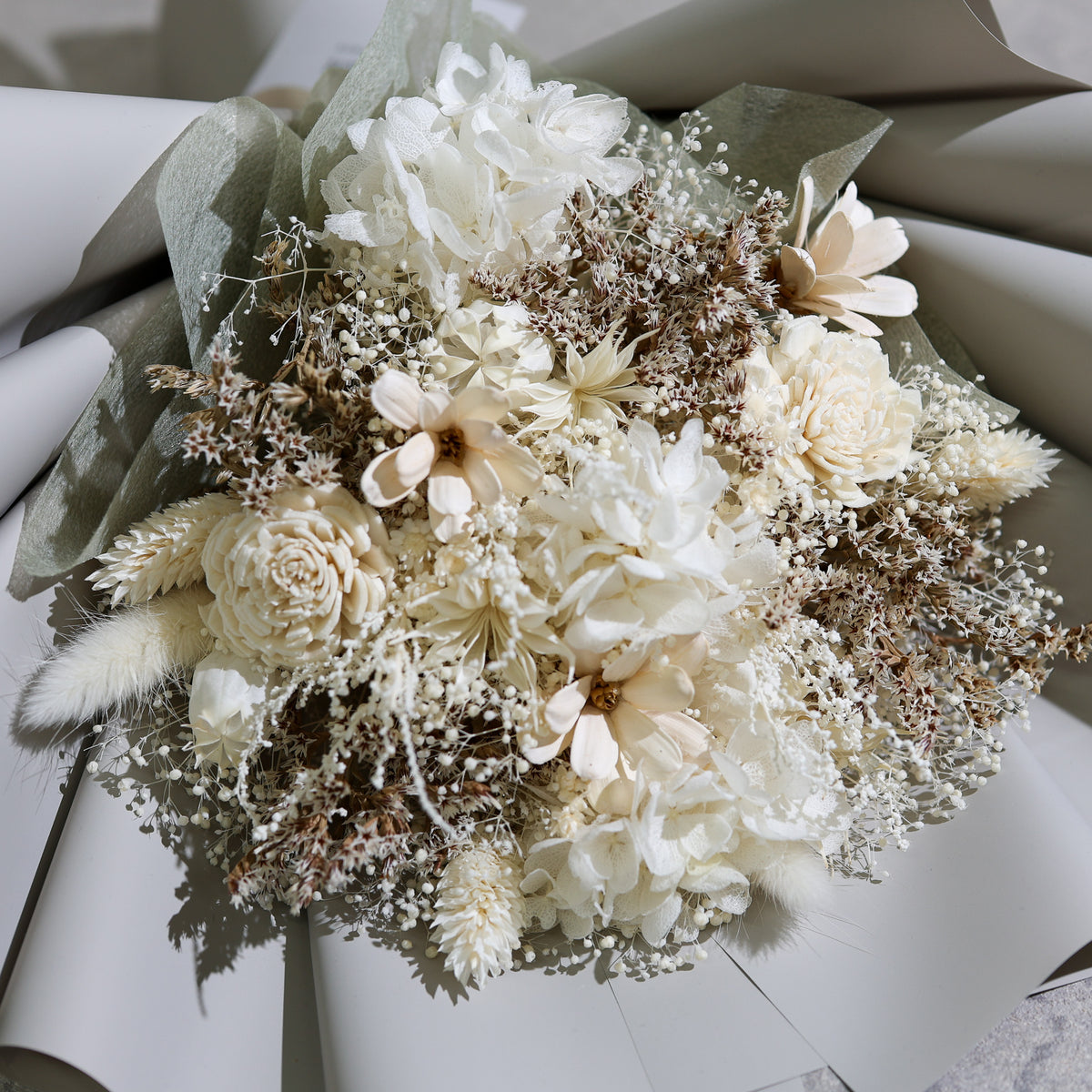 ドライフラワーの花束 Mサイズ ホワイト M-885≪限定1点≫