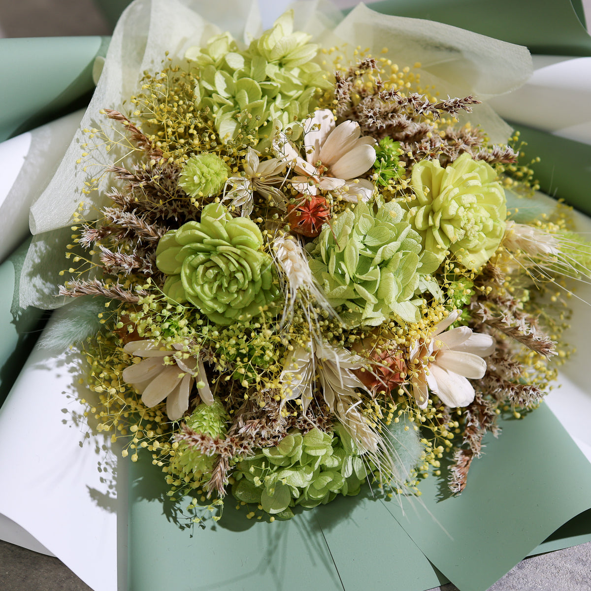 ドライフラワーの花束 Mサイズ ライトグリーン M-891≪限定1点≫