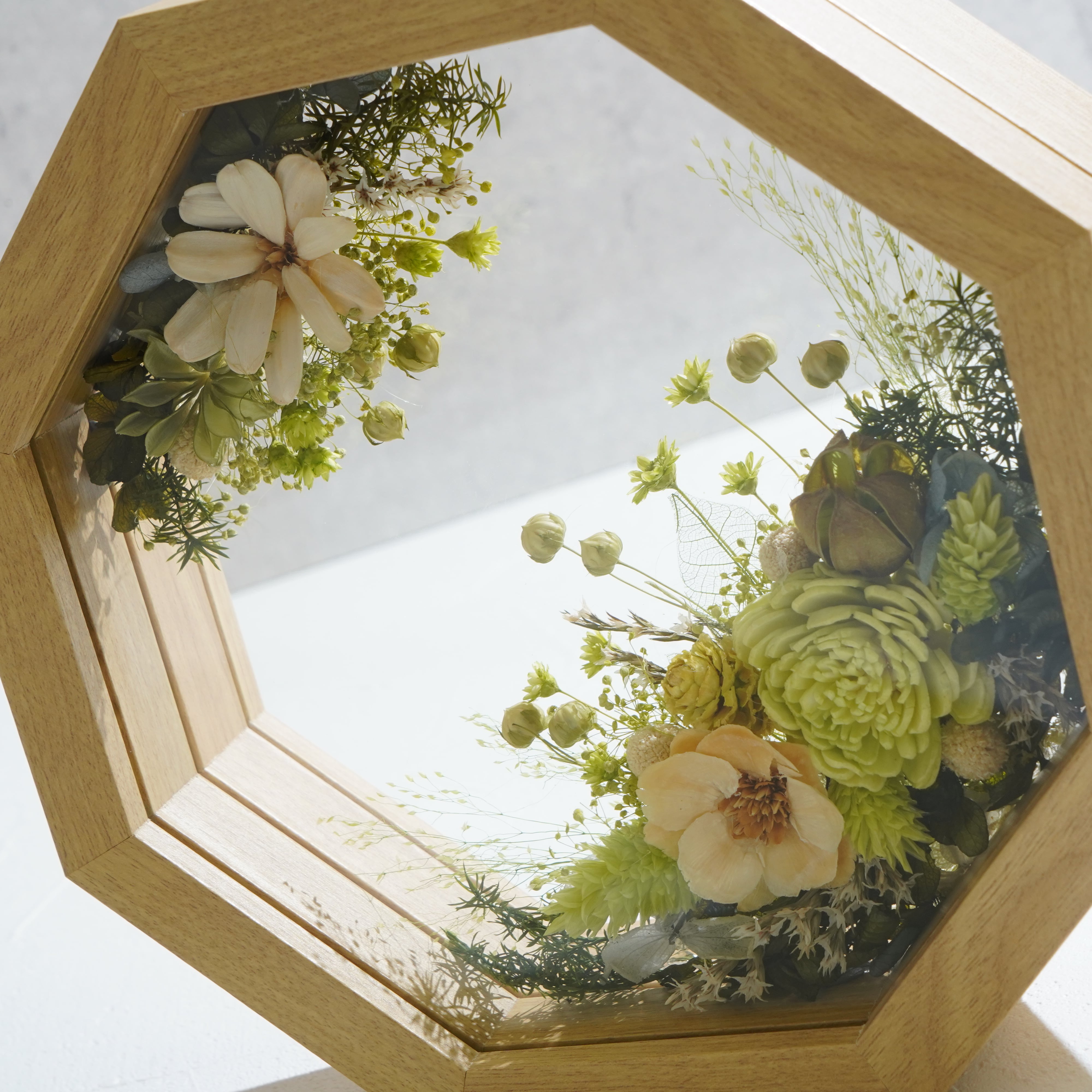 【グリーン】フレームフラワー 八角形 アートタイプ FO-48≪限定1点≫