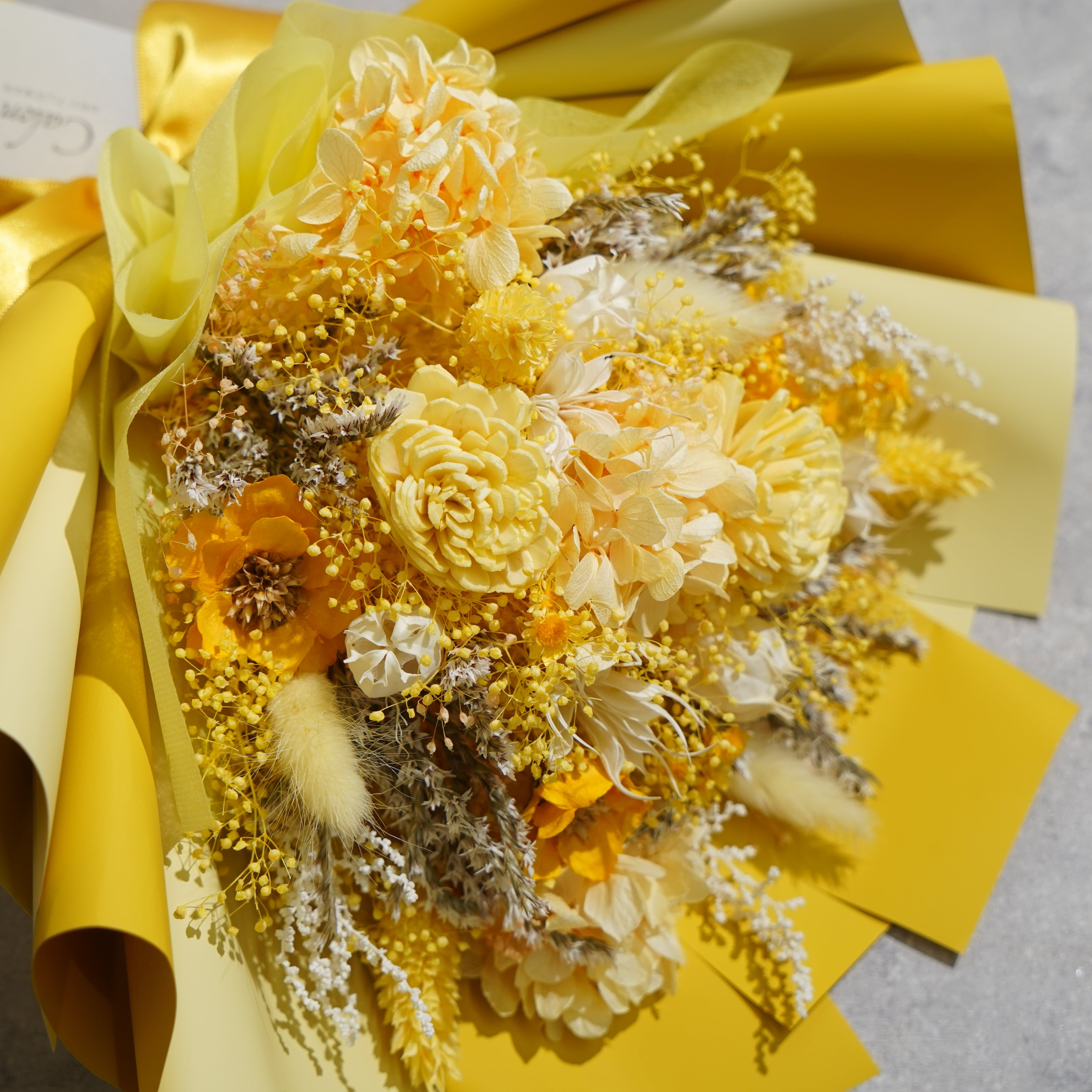 ドライフラワーの花束 Mサイズ イエロー M-587≪限定1点≫