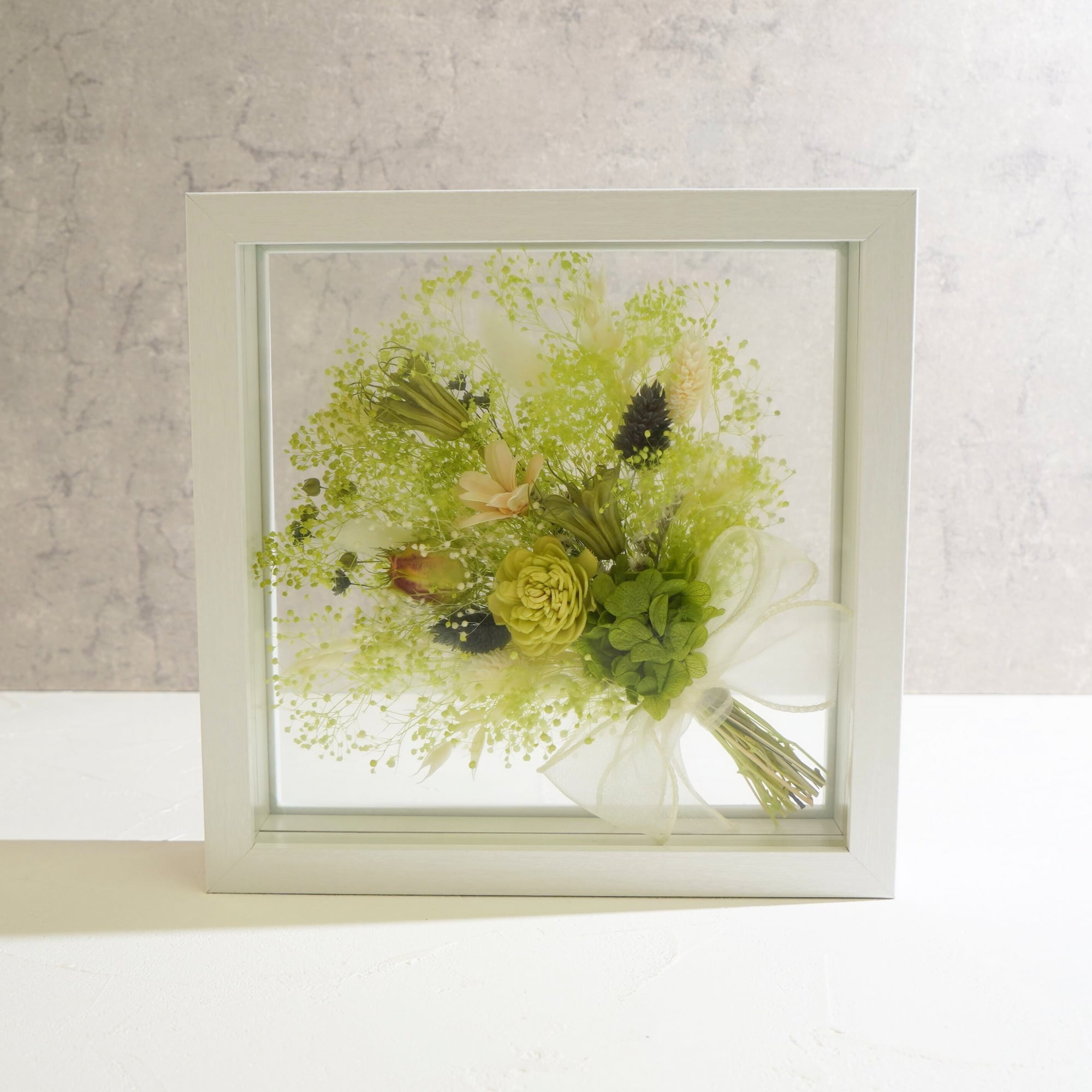 【グリーン】フレームフラワー Lサイズ 花束タイプ FL-33≪限定1点≫