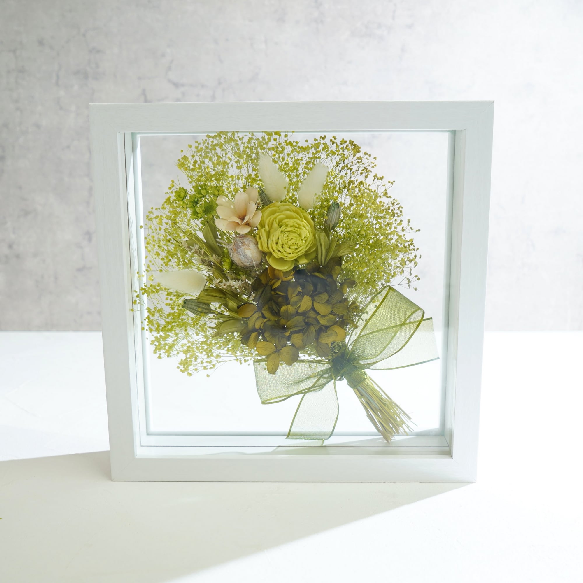 【グリーン】フレームフラワー Lサイズ 花束タイプ FL-32≪限定1点≫