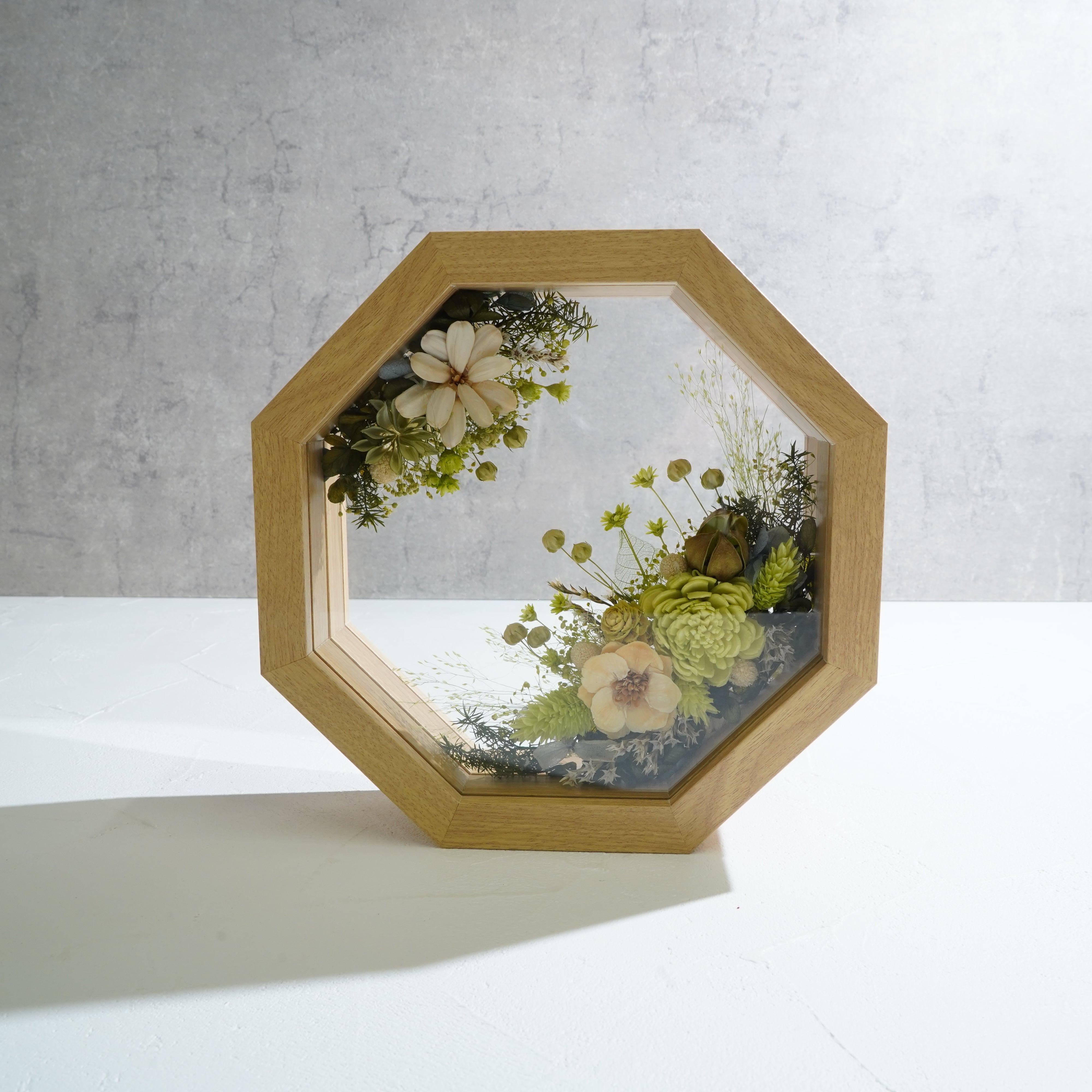 【グリーン】フレームフラワー 八角形 アートタイプ FO-48≪限定1点≫