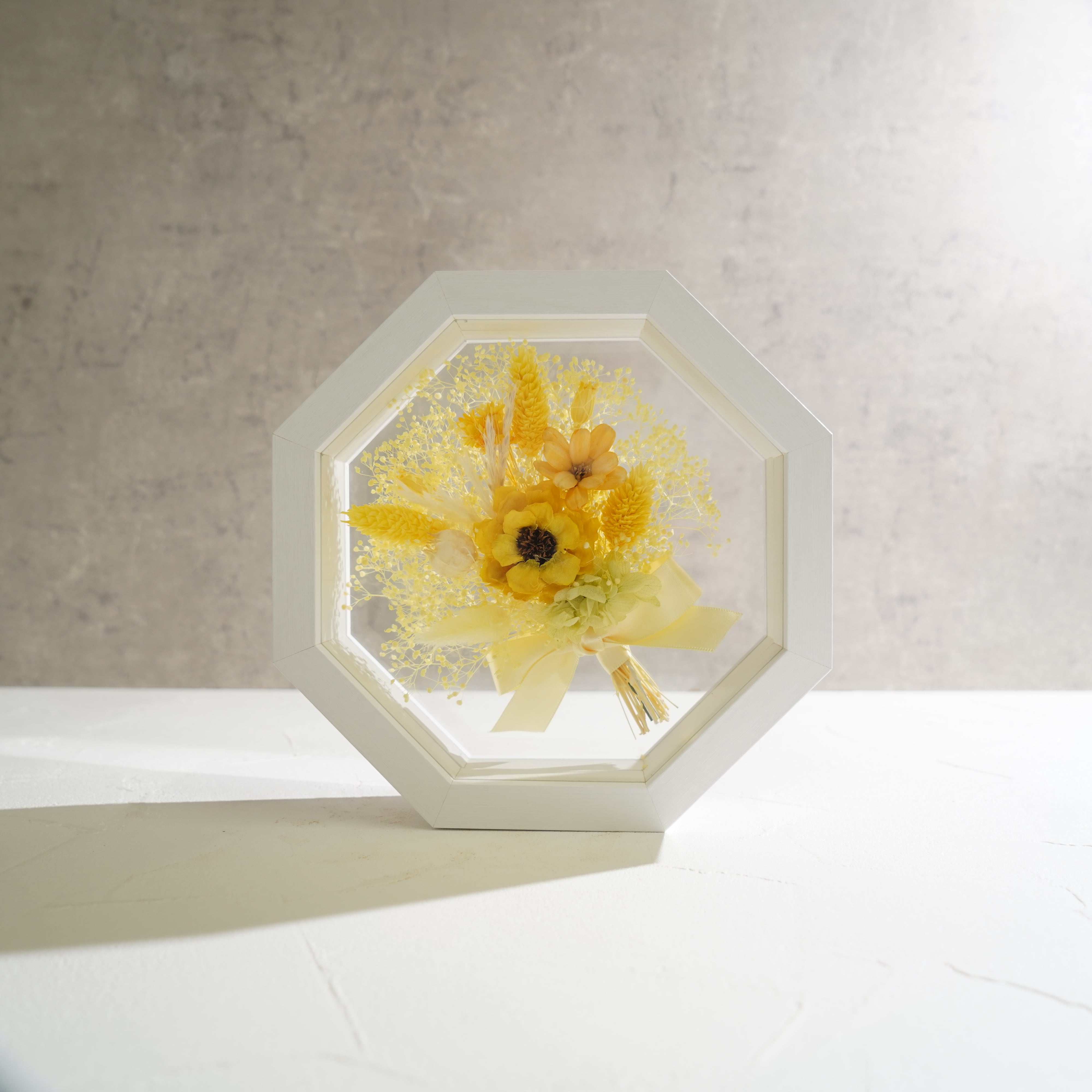 【イエロー】フレームフラワー 八角形 花束タイプ FO-72≪限定1点≫