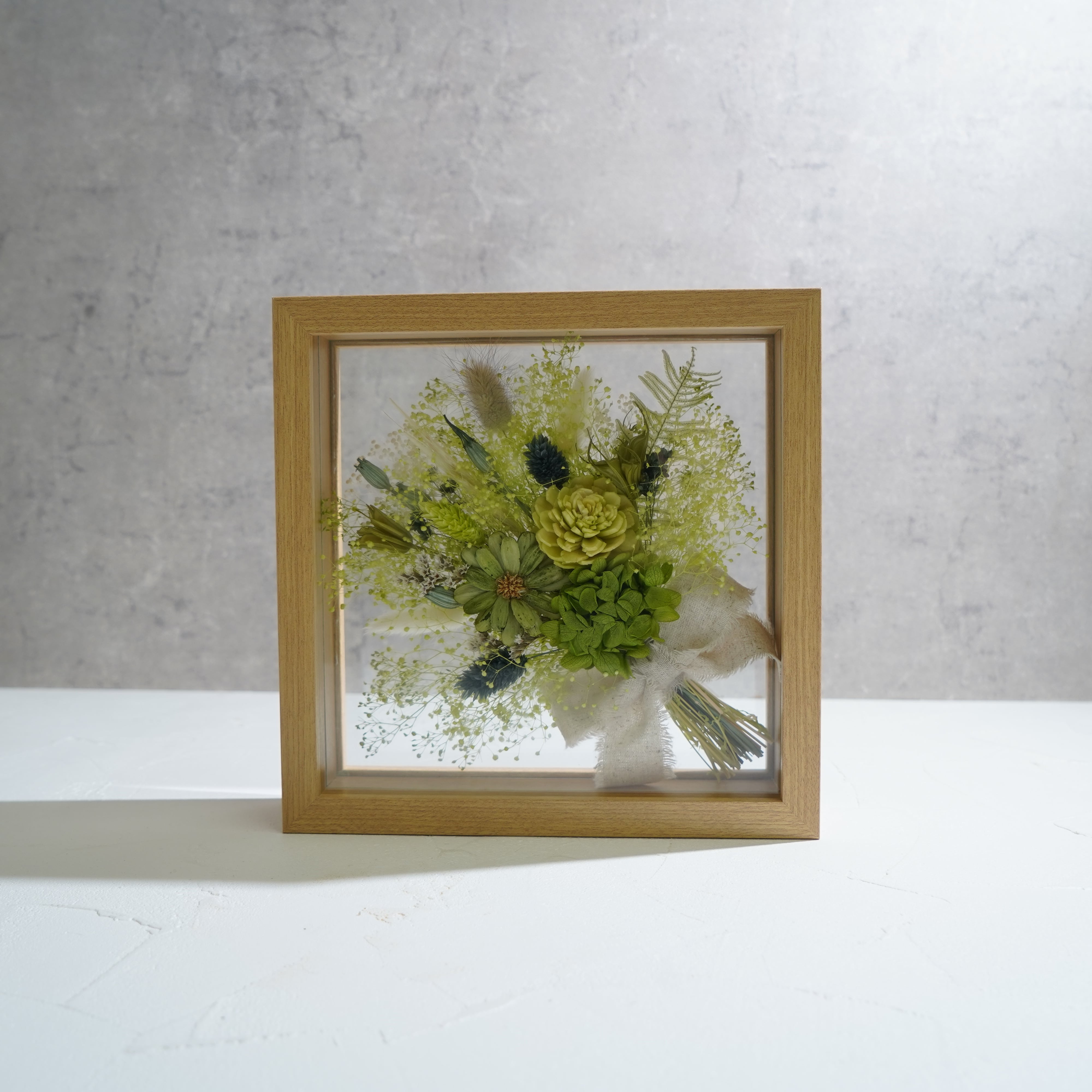 【グリーン】フレームフラワー Lサイズ 花束タイプ FL-54≪限定1点≫
