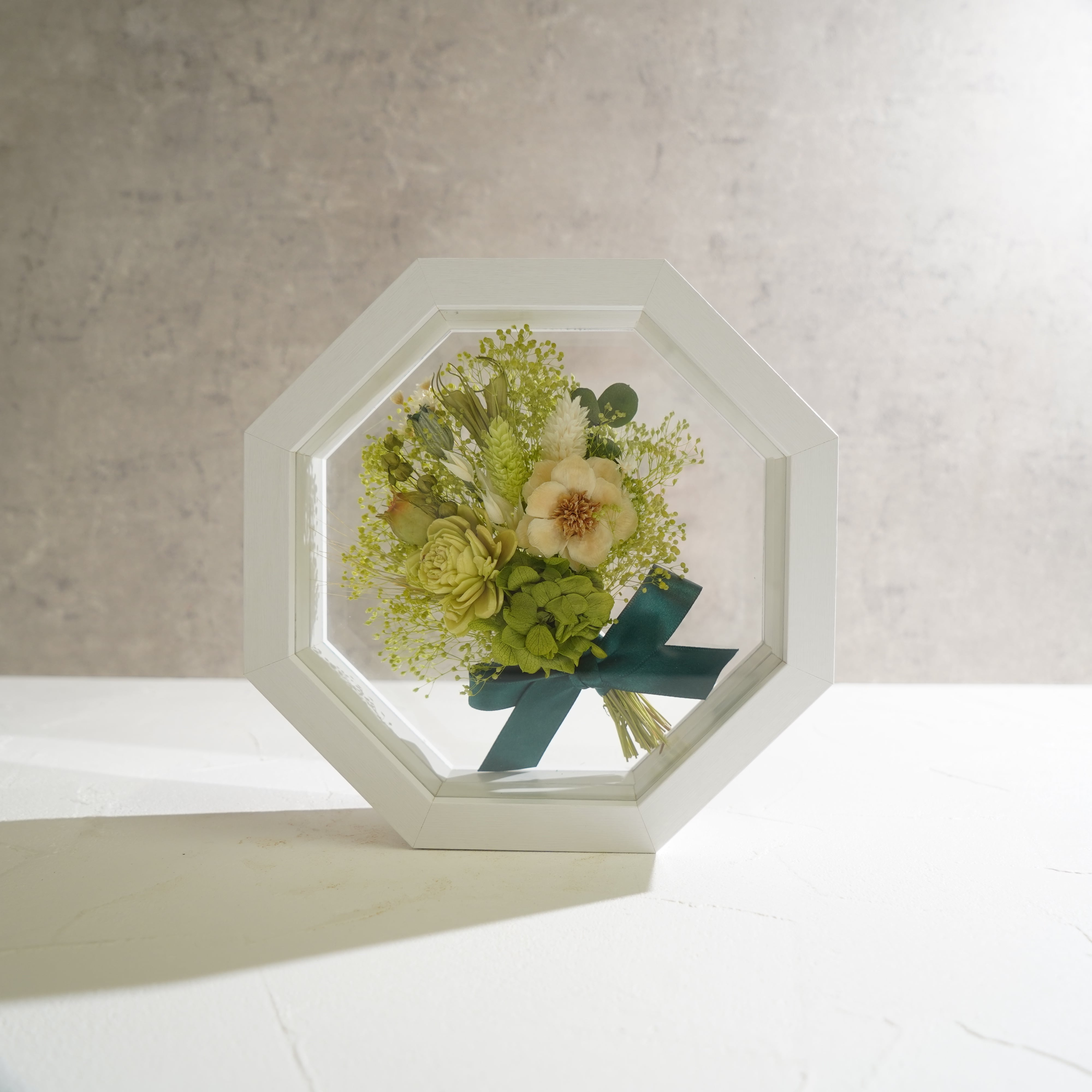 【グリーン】フレームフラワー 八角形 花束タイプ FO-71≪限定1点≫