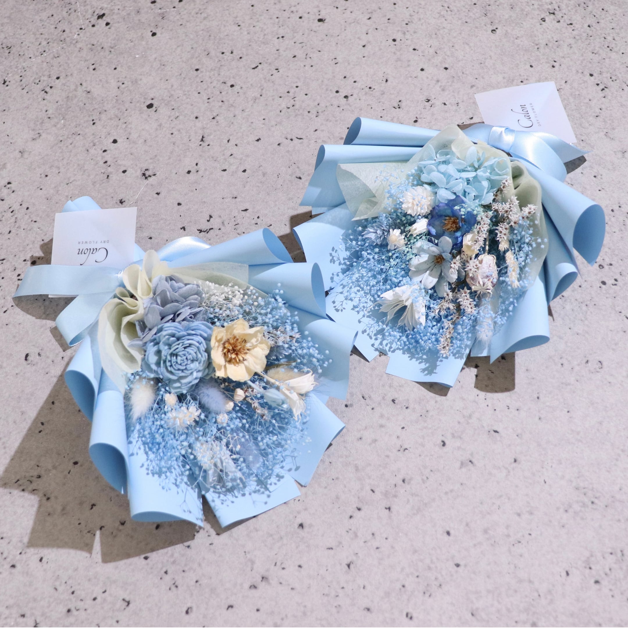 おまかせライトブルー系】ドライフラワーの花束Sサイズ