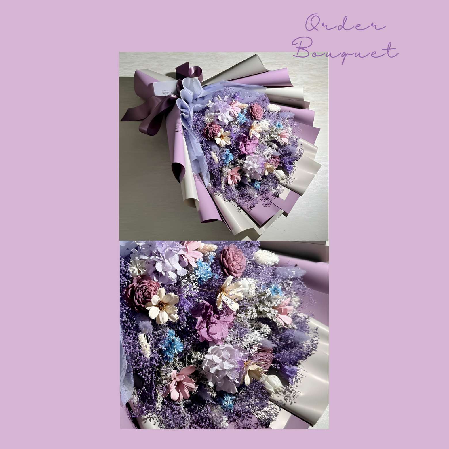 オーダーメイド ドライフラワー花束|恋人や大切な人との記念日・お祝いにぴったりな世界にひとつの花束を