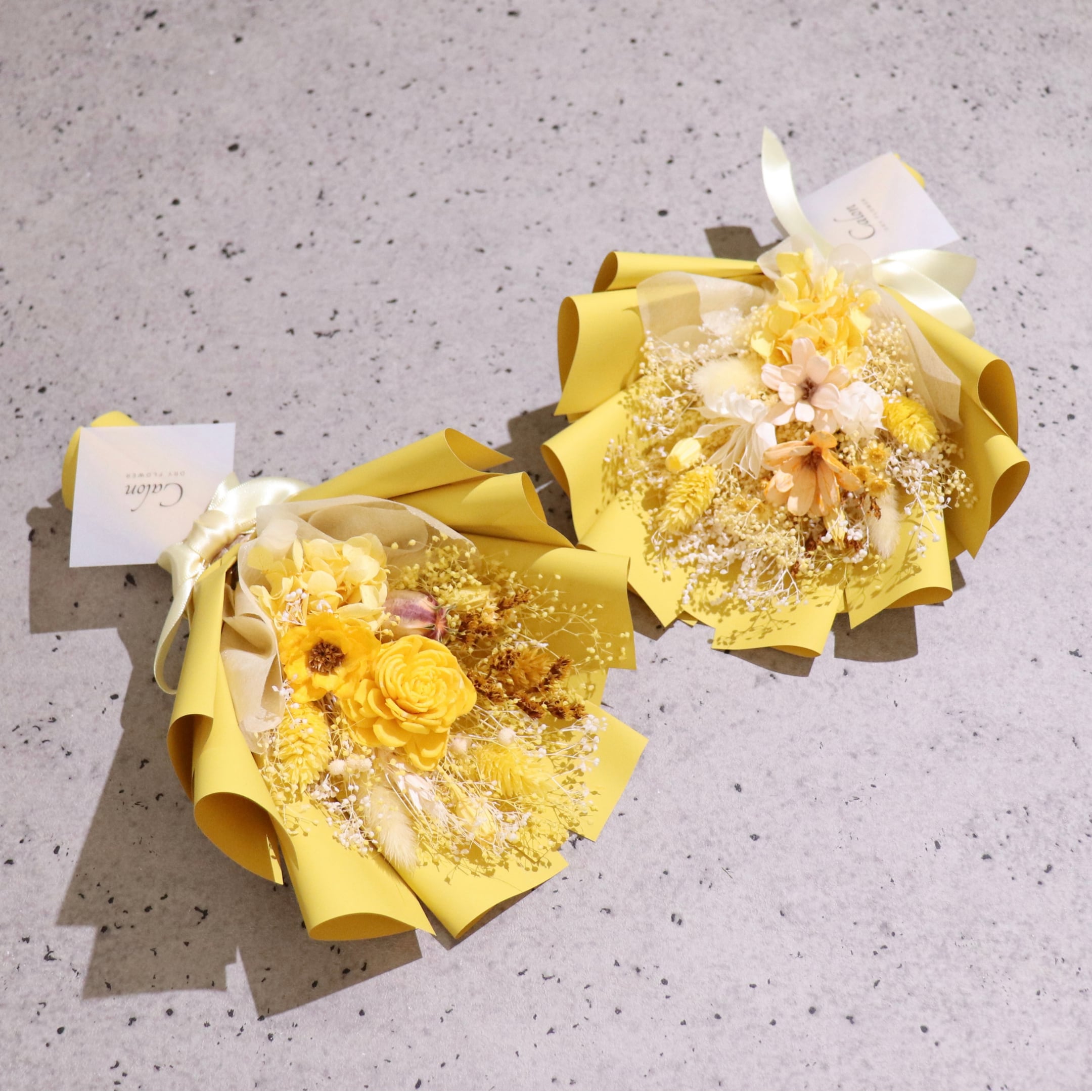おまかせイエロー系】ドライフラワーの花束Sサイズ