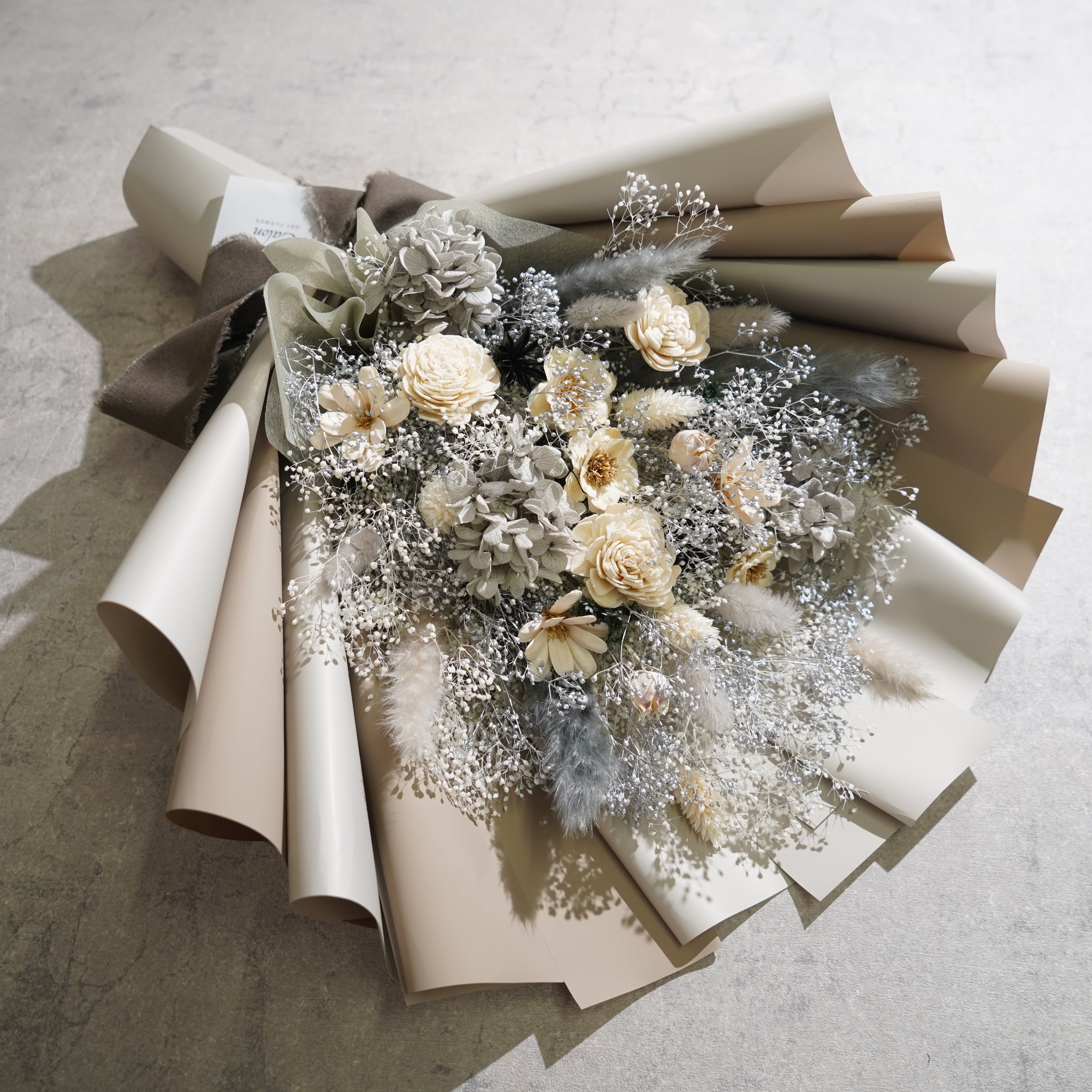 ドライフラワーの花束 Lサイズ グレー L-115≪限定１点≫