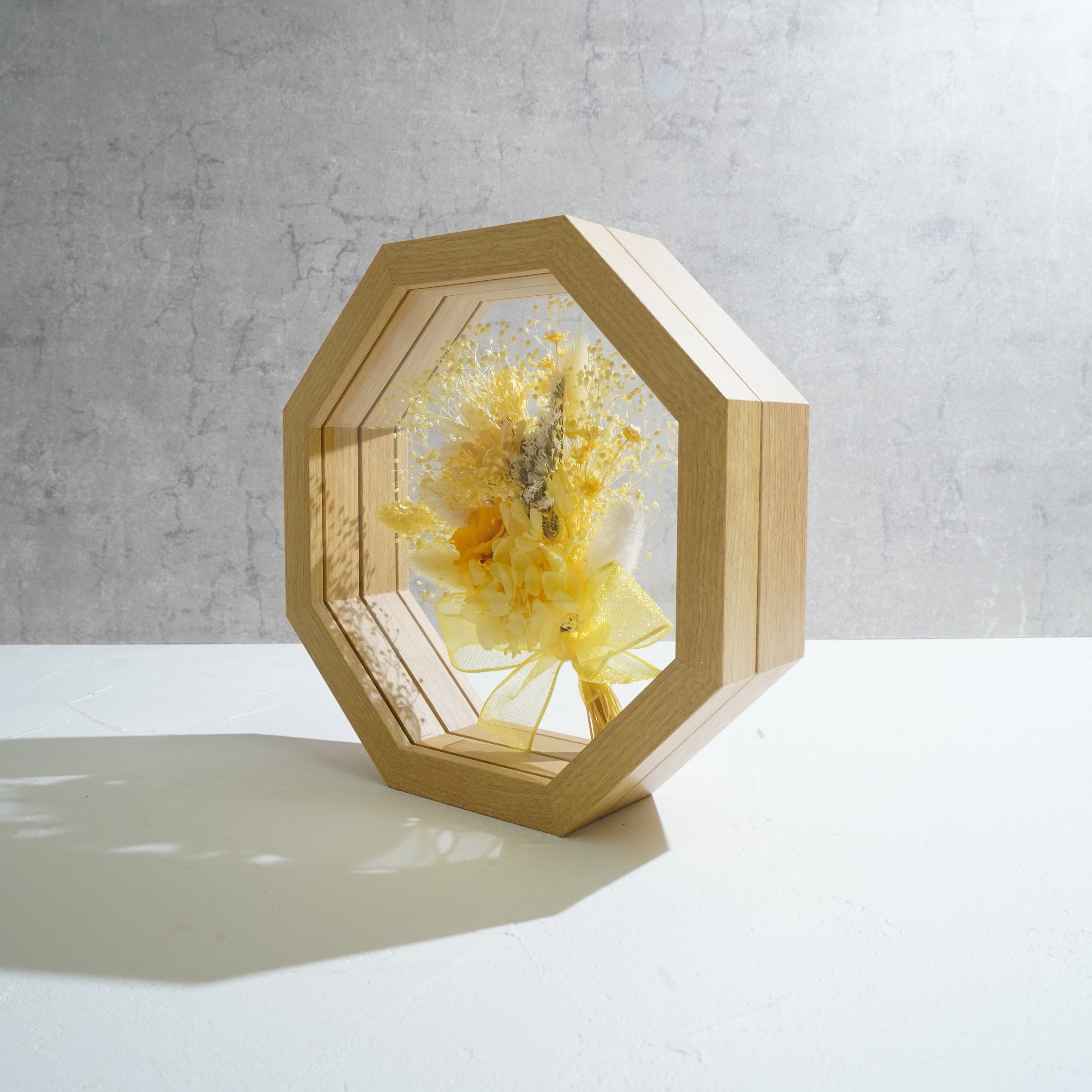 【イエロー】フレームフラワー 八角形 花束タイプ FO-59≪限定１点≫