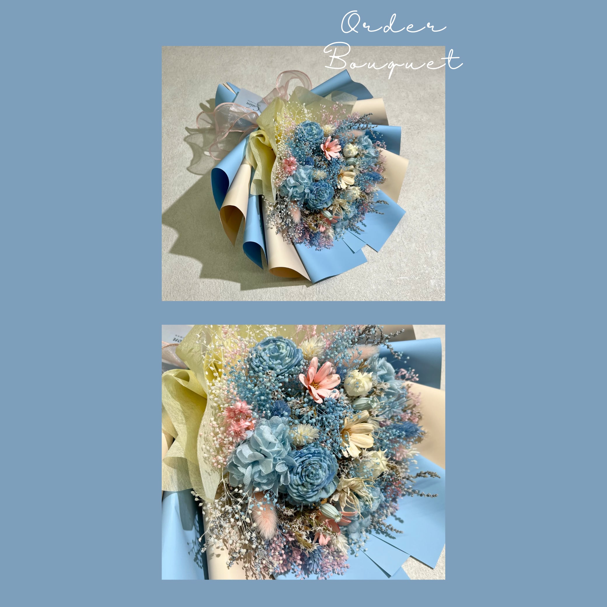 オーダーメイド】ドライフラワーの花束 Mサイズ