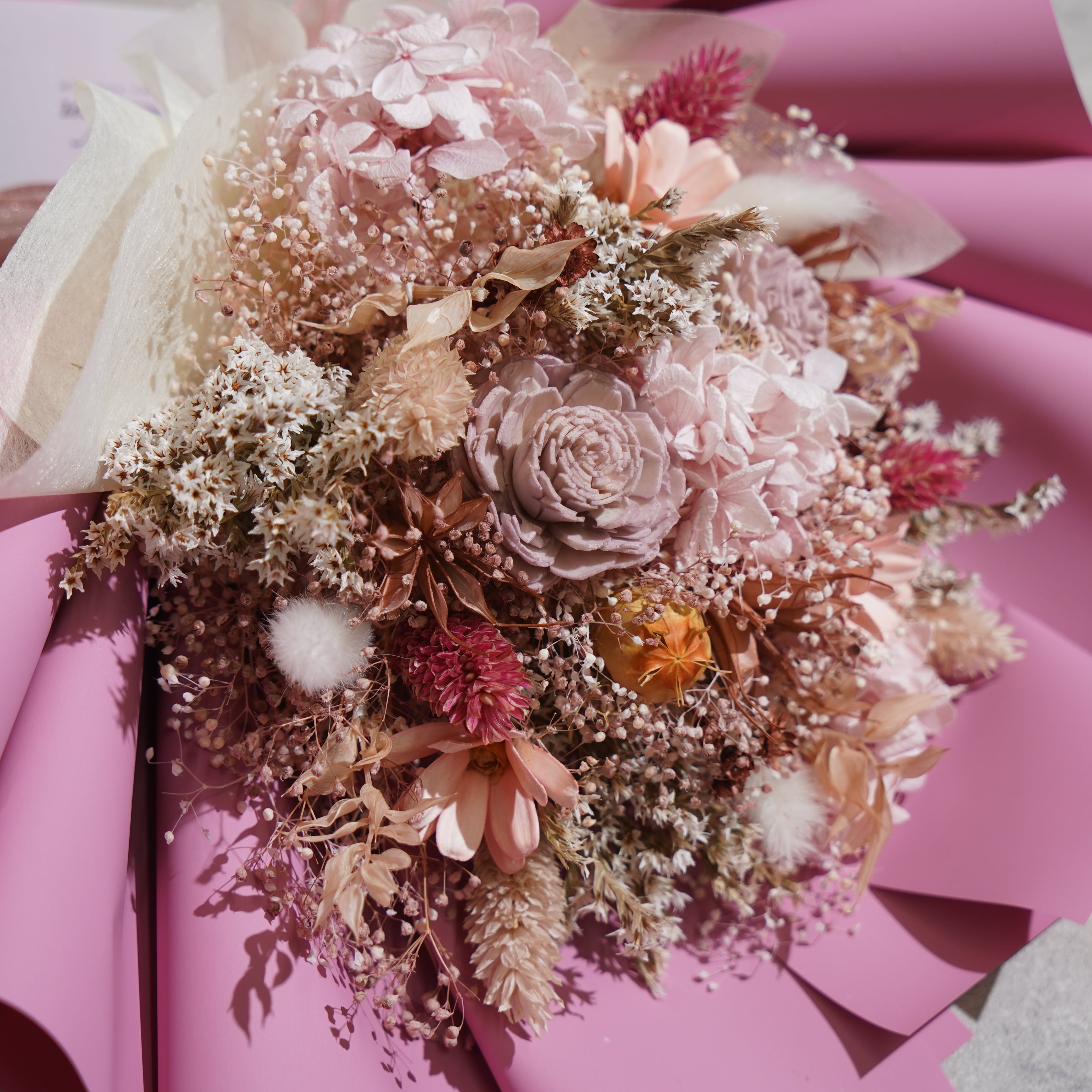ドライフラワーの花束 Mサイズ ピンク M-580≪限定1点≫