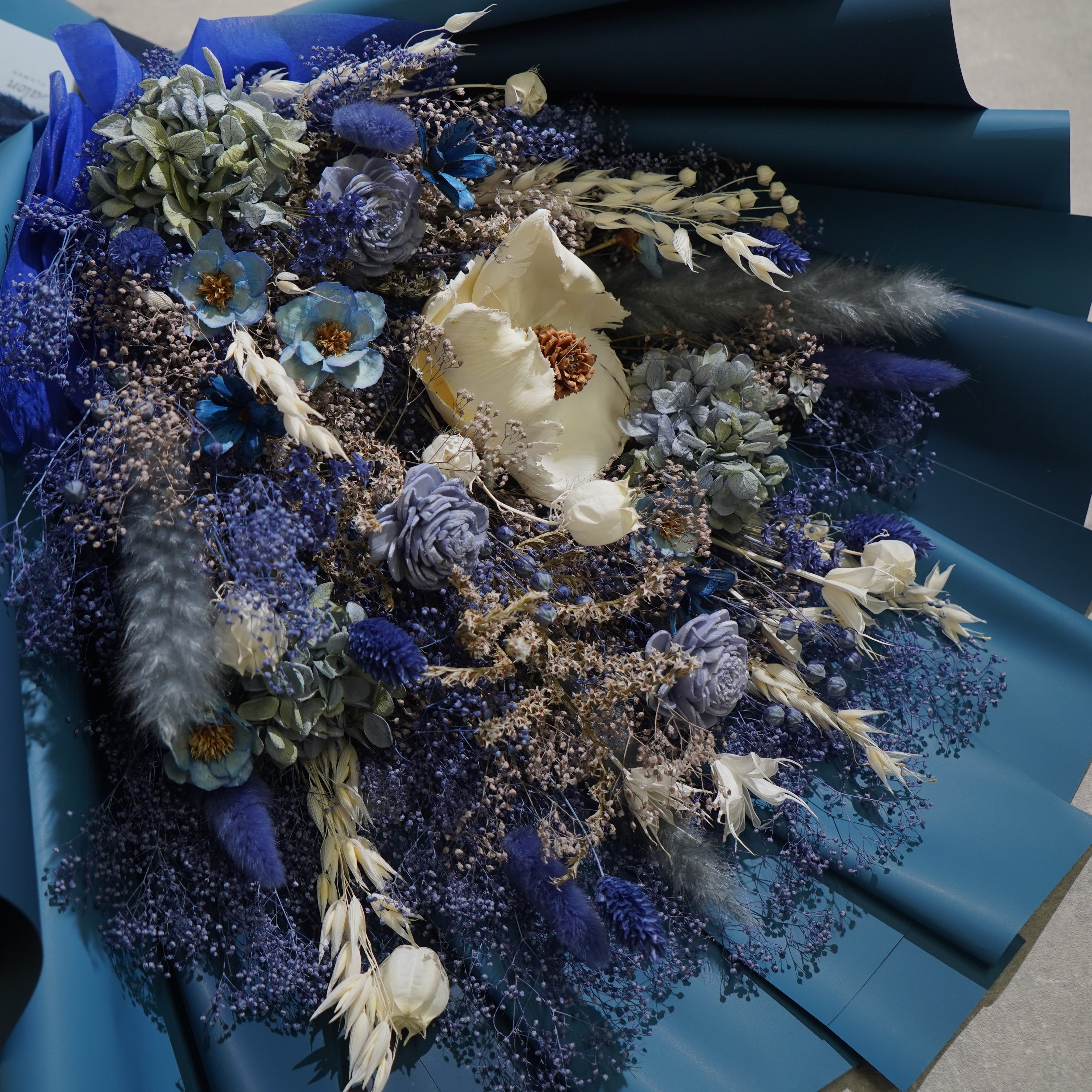 ドライフラワーの花束 LLサイズ ブルー LL-34≪限定１点≫