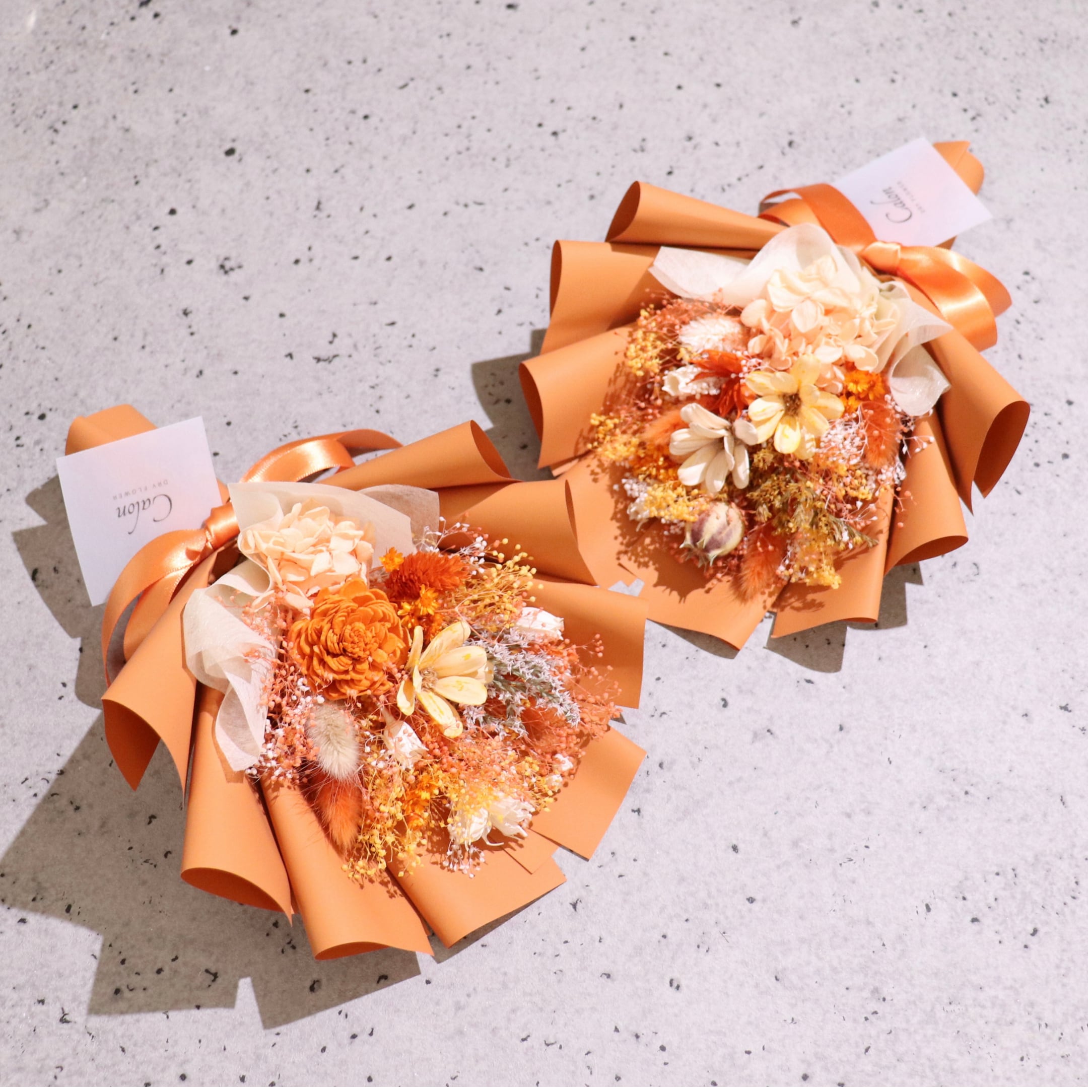 おまかせオレンジ系】ドライフラワーの花束Sサイズ