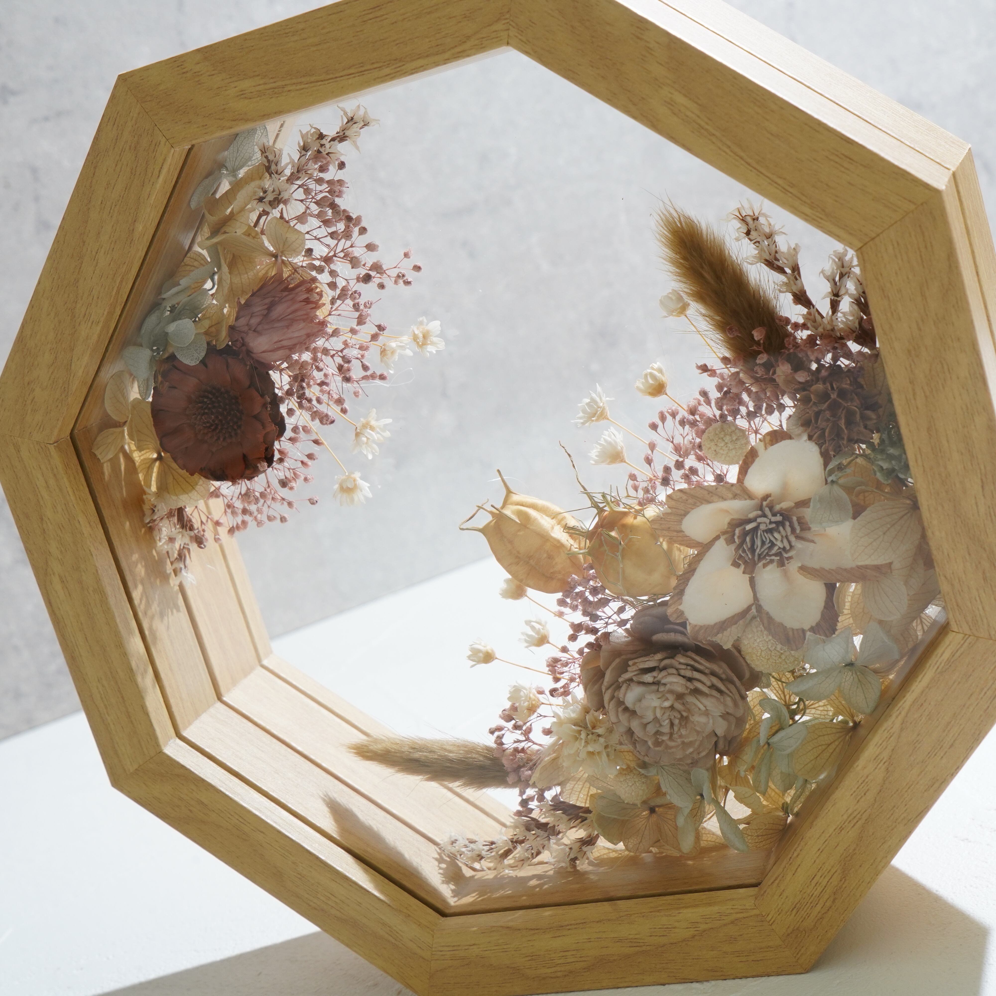 【ナチュラル】フレームフラワー 八角形 アートタイプ FO-54≪限定１点≫