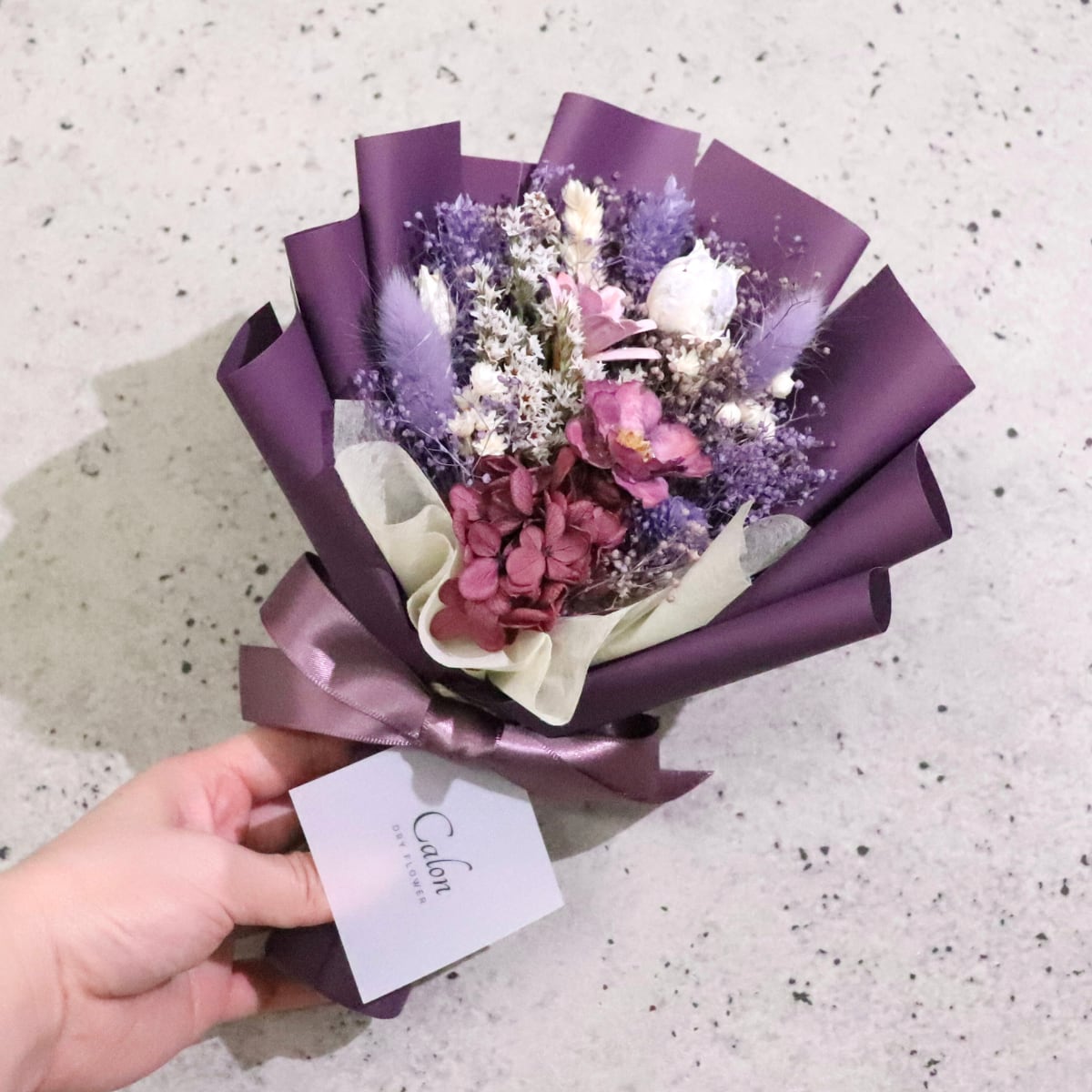 おまかせヴァイオレット系】ドライフラワーの花束Sサイズ