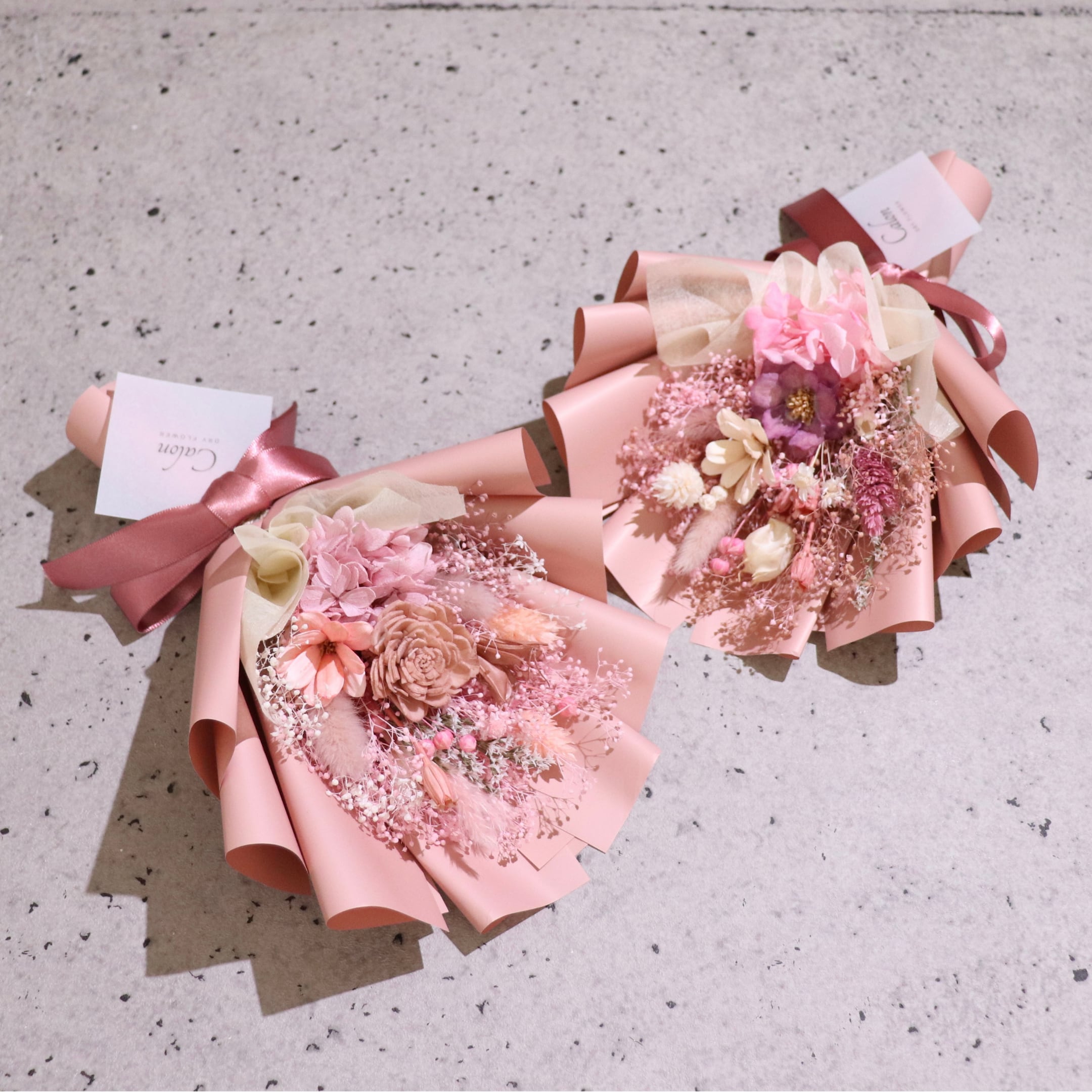 おまかせニュアンスピンク系】ドライフラワーの花束Sサイズ