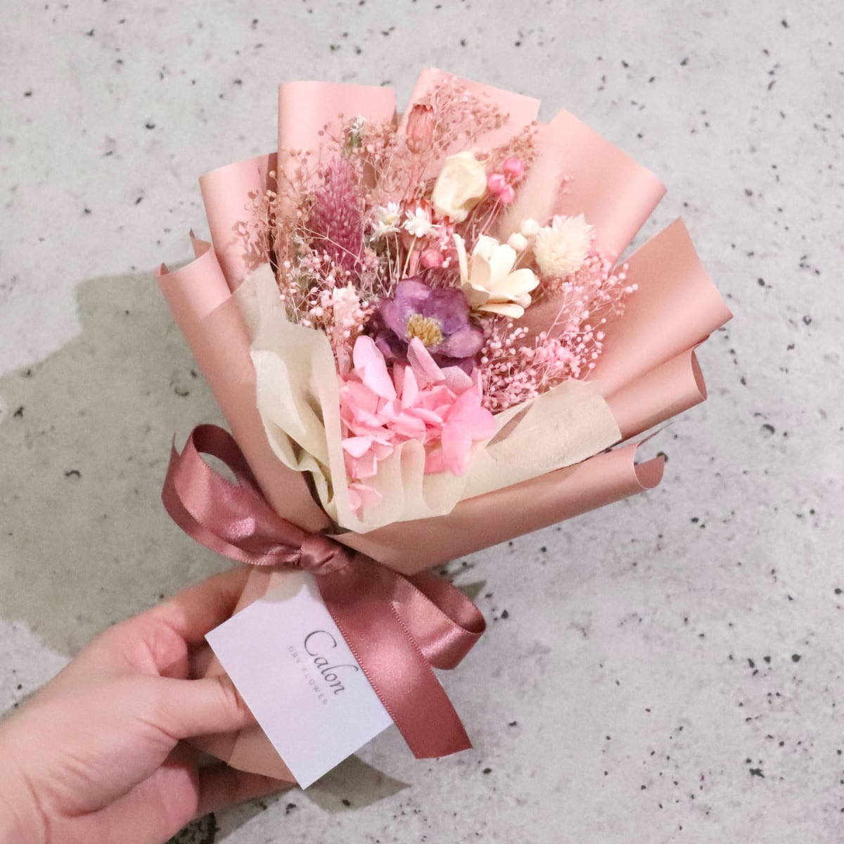 【おまかせニュアンスピンク系】ドライフラワーの花束Sサイズ