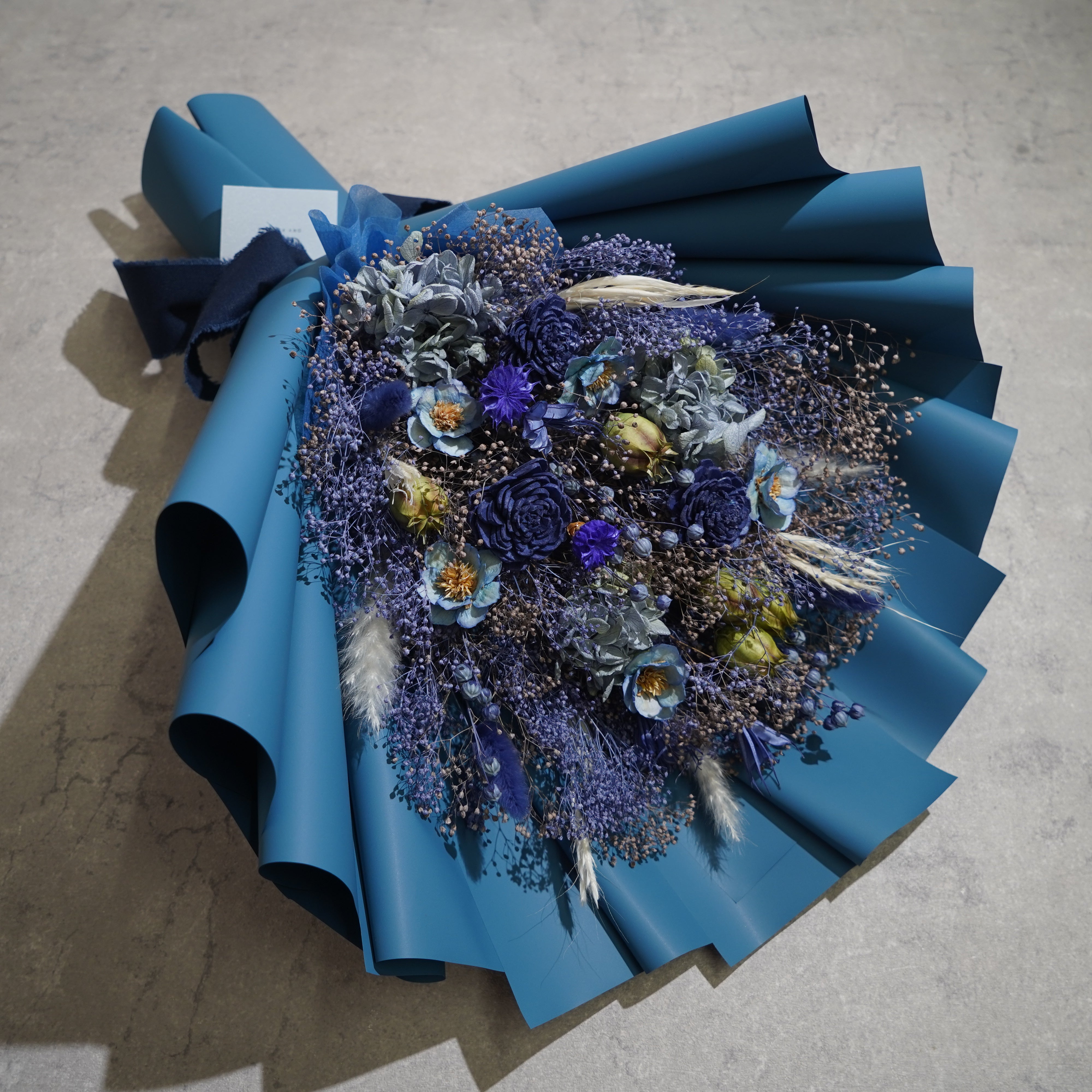 ドライフラワーの花束 Lサイズ ブルー L-124≪限定１点≫