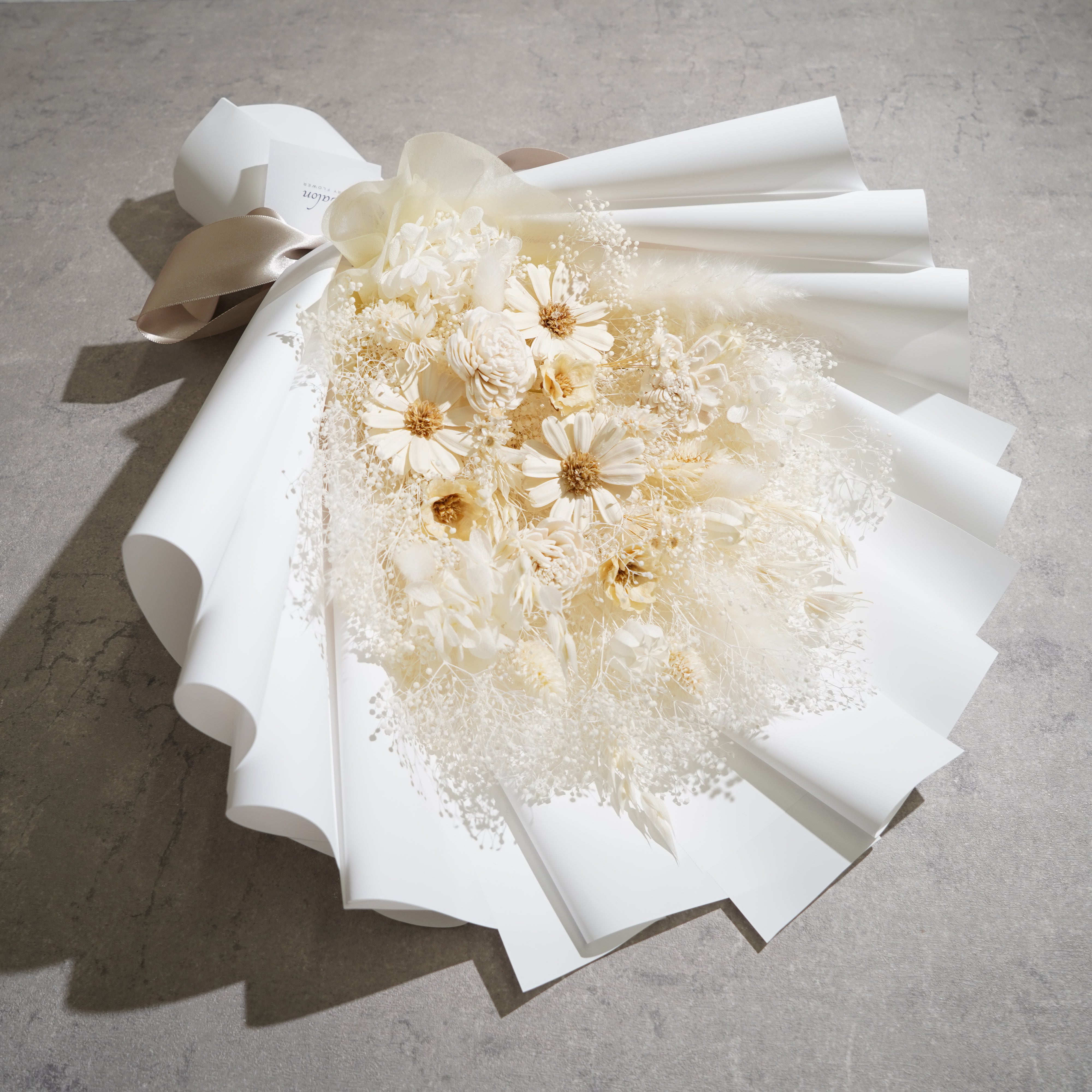 ドライフラワーの花束 Lサイズ ホワイト L-125≪限定１点≫