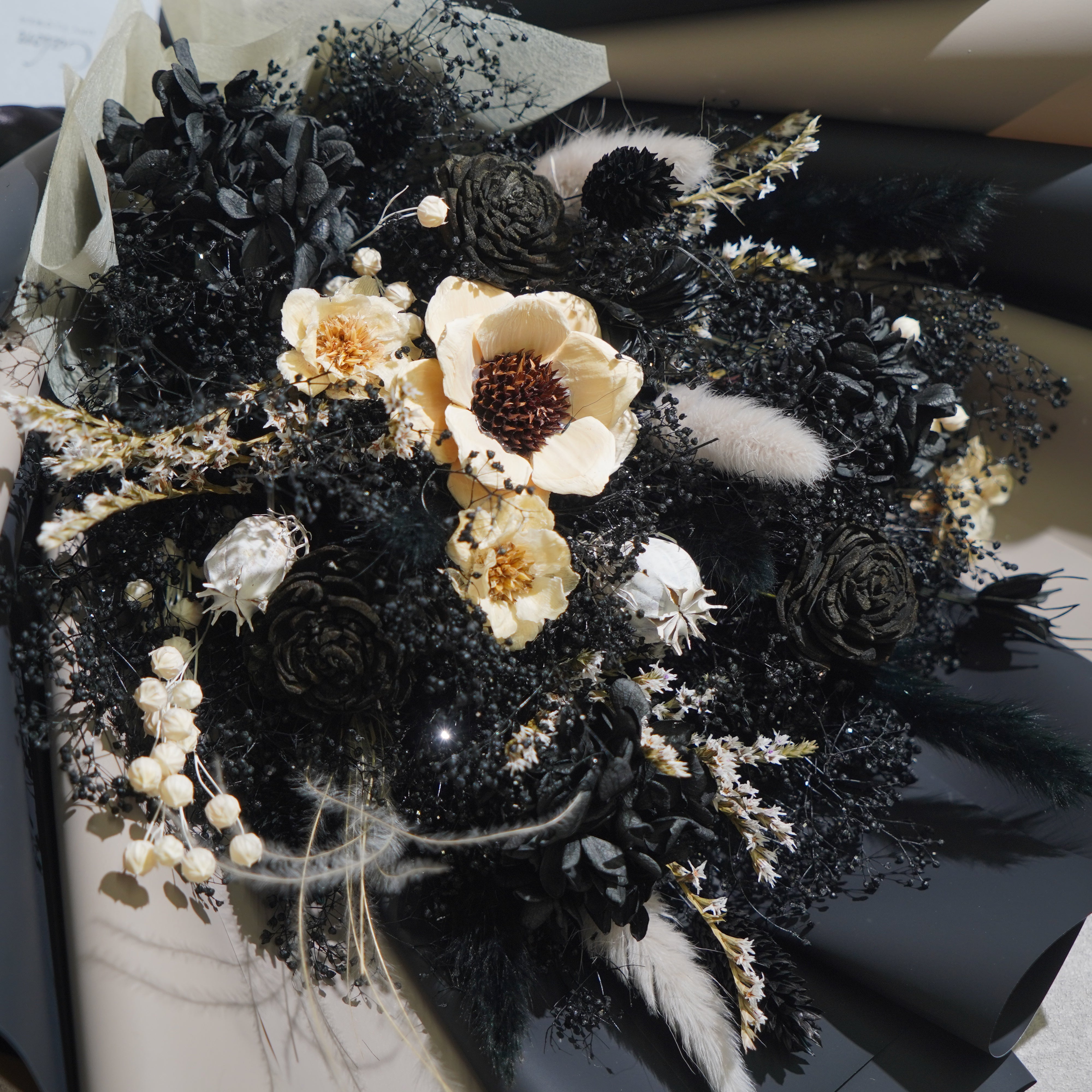 ドライフラワーの花束 Lサイズ ブラック L-128≪限定１点≫