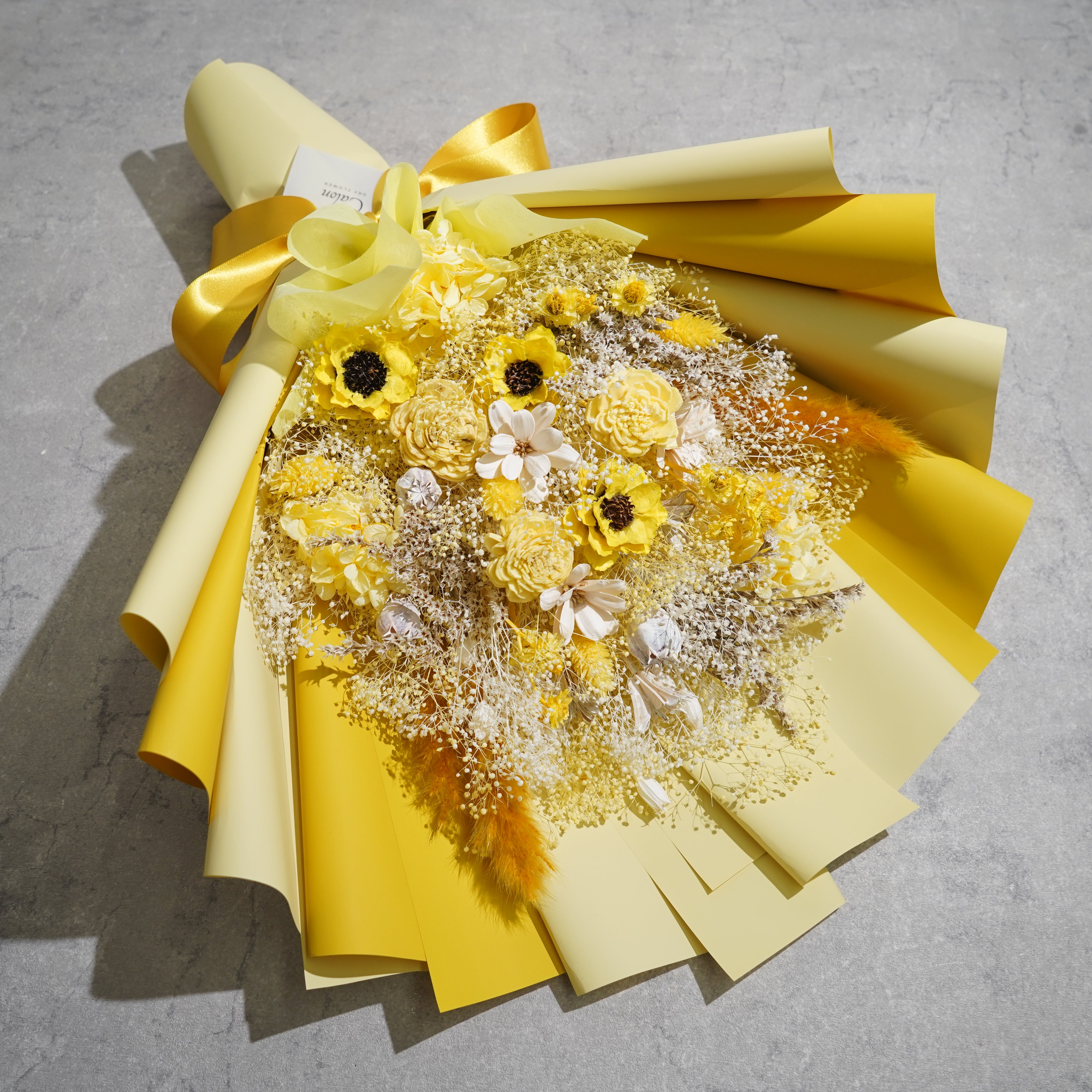 ドライフラワーの花束 Lサイズ イエロー L-130≪限定１点≫
