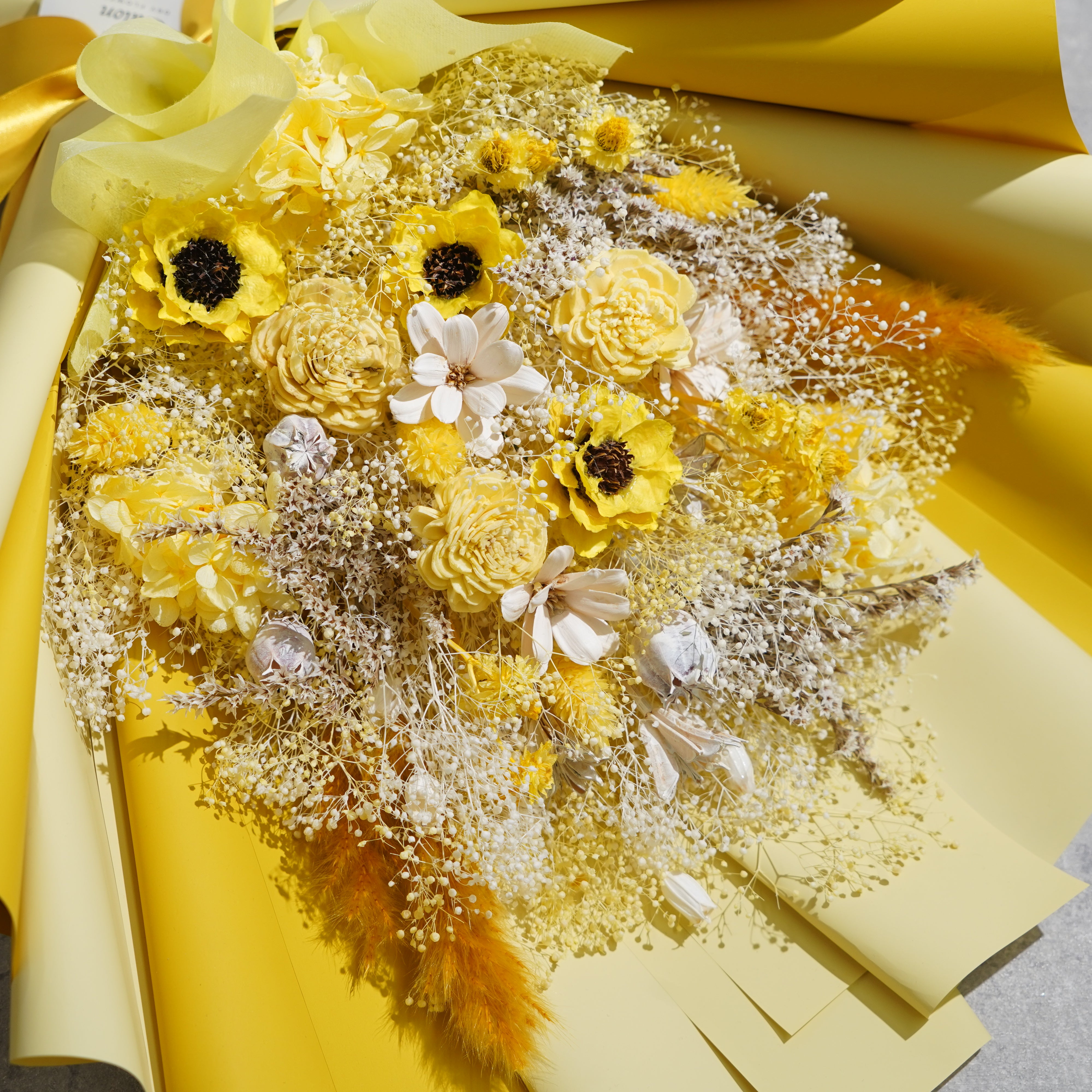 ドライフラワーの花束 Lサイズ イエロー L-130≪限定１点≫