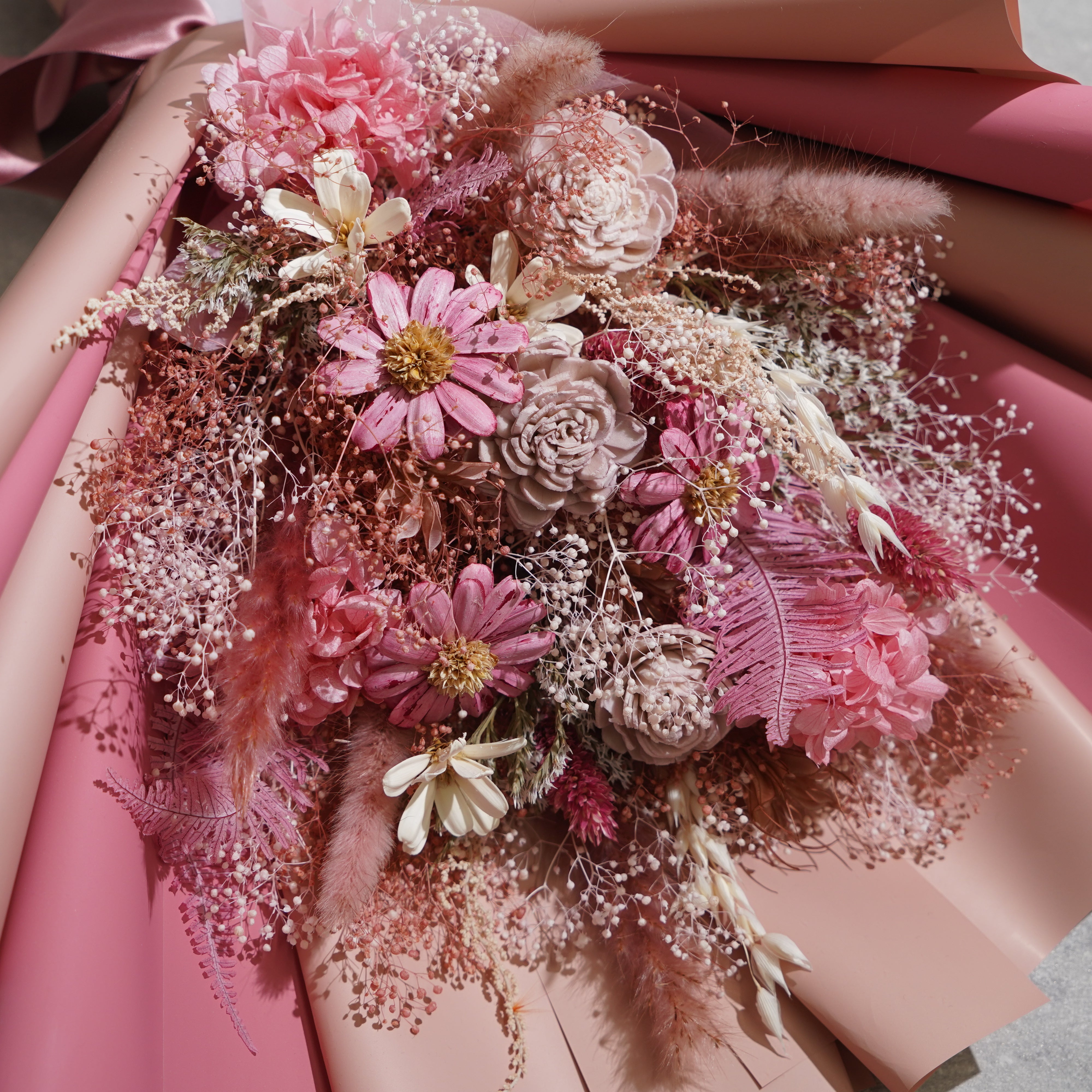 ドライフラワーの花束 Lサイズ ピンク L-131≪限定１点≫