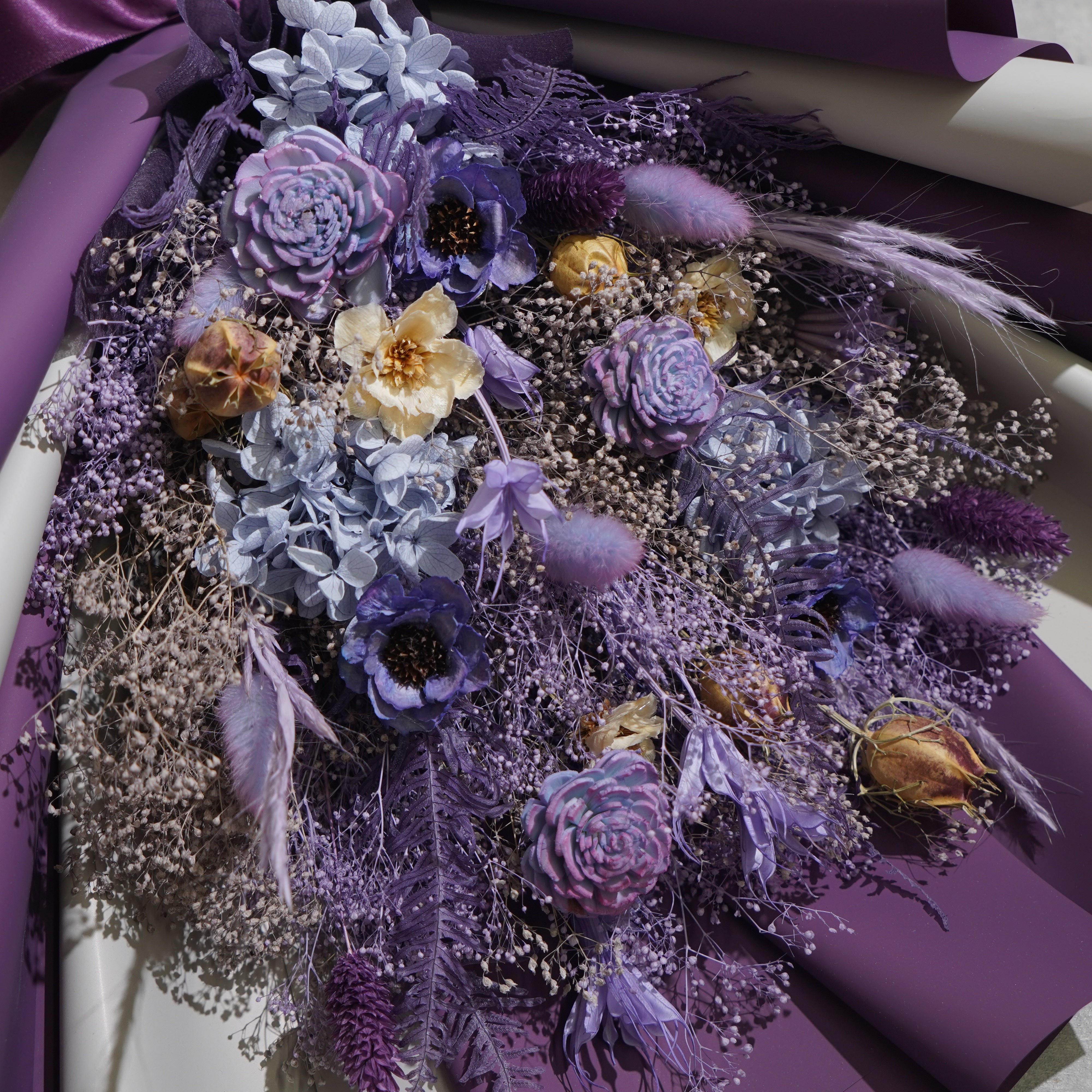 ドライフラワーの花束 Lサイズ パープル L-132≪限定１点≫