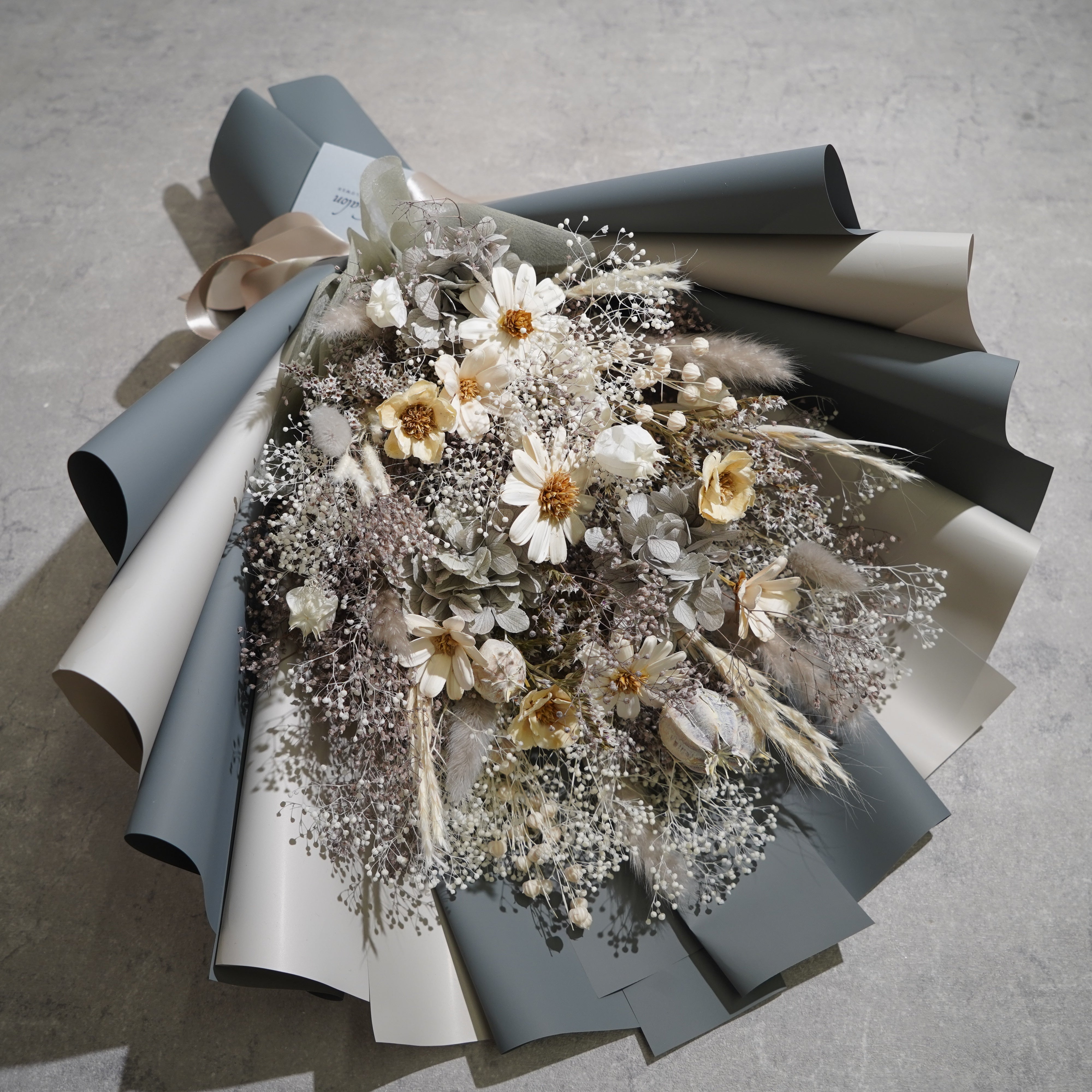 ドライフラワーの花束 Lサイズ グレー L-134≪限定１点≫