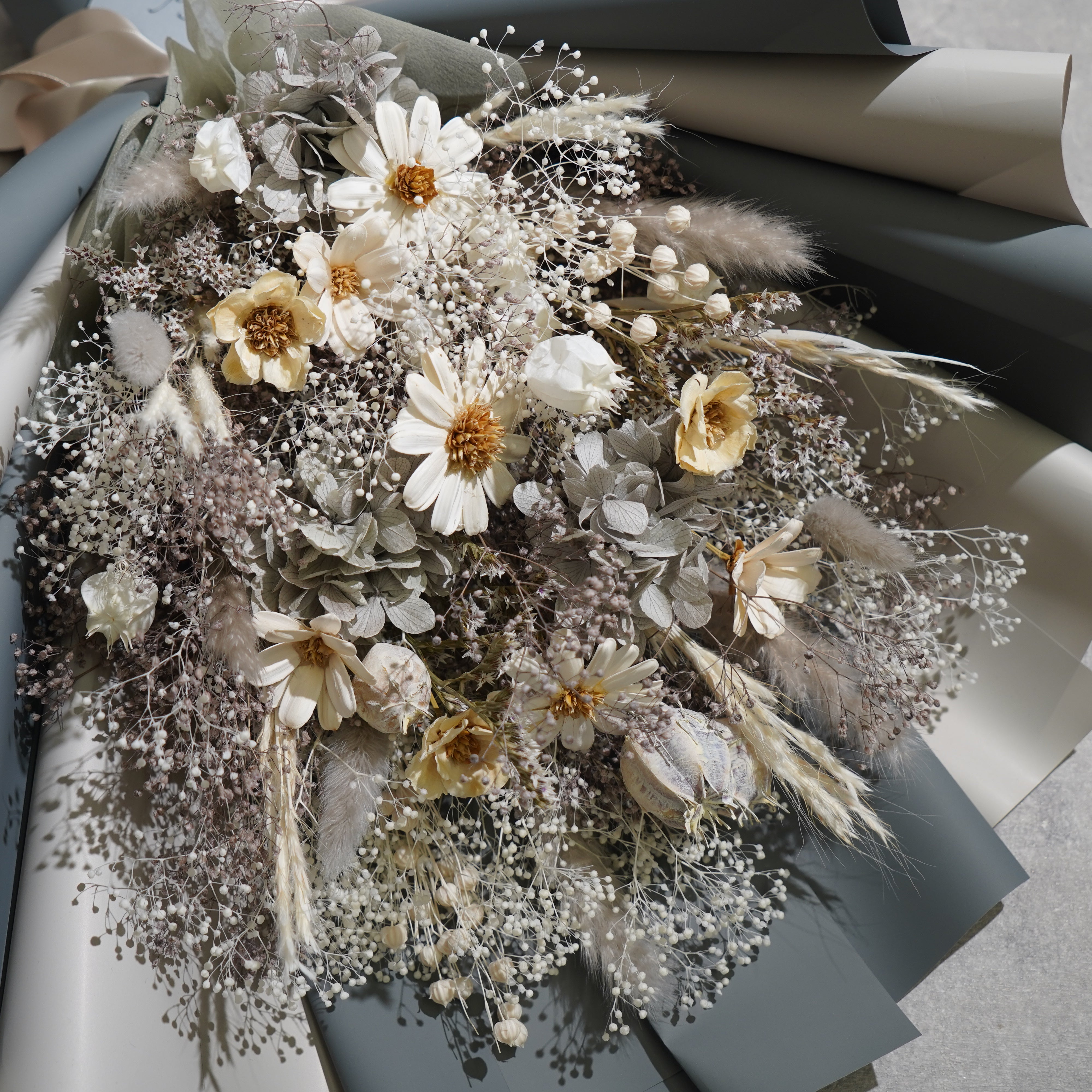 ドライフラワーの花束 Lサイズ グレー L-134≪限定１点≫