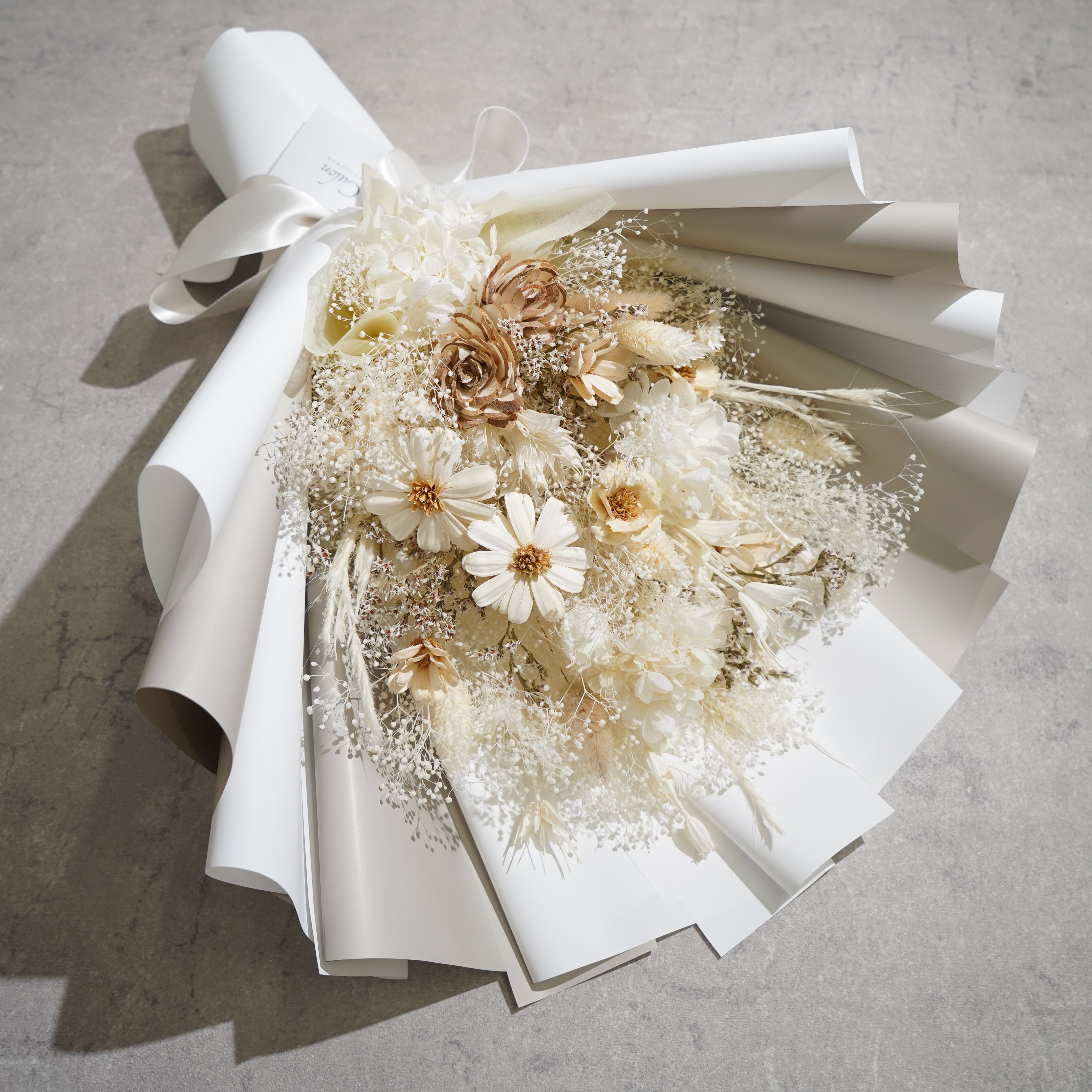 ドライフラワーの花束 Lサイズ ホワイト L-135≪限定１点≫