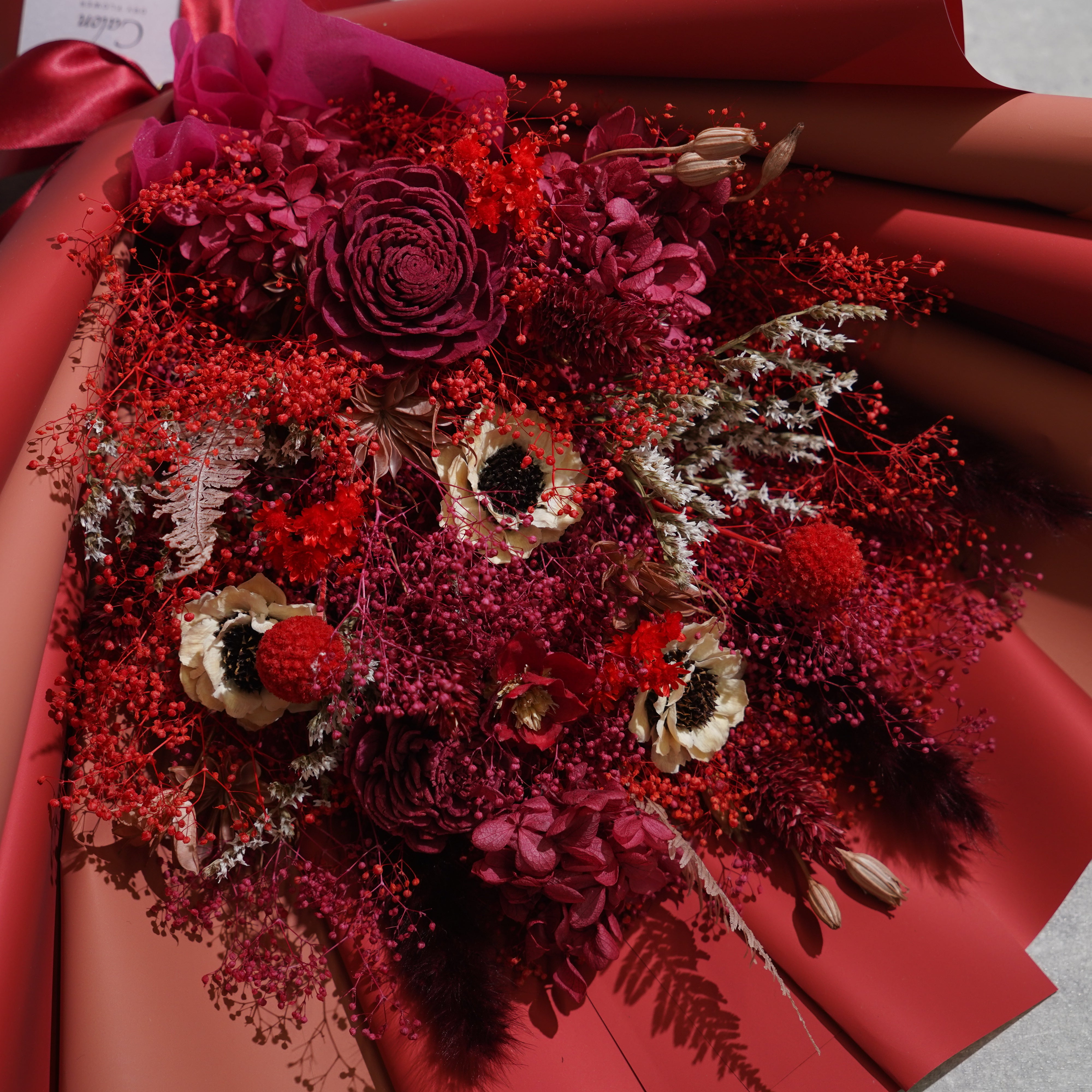 ドライフラワーの花束 Lサイズ レッド L-136≪限定１点≫