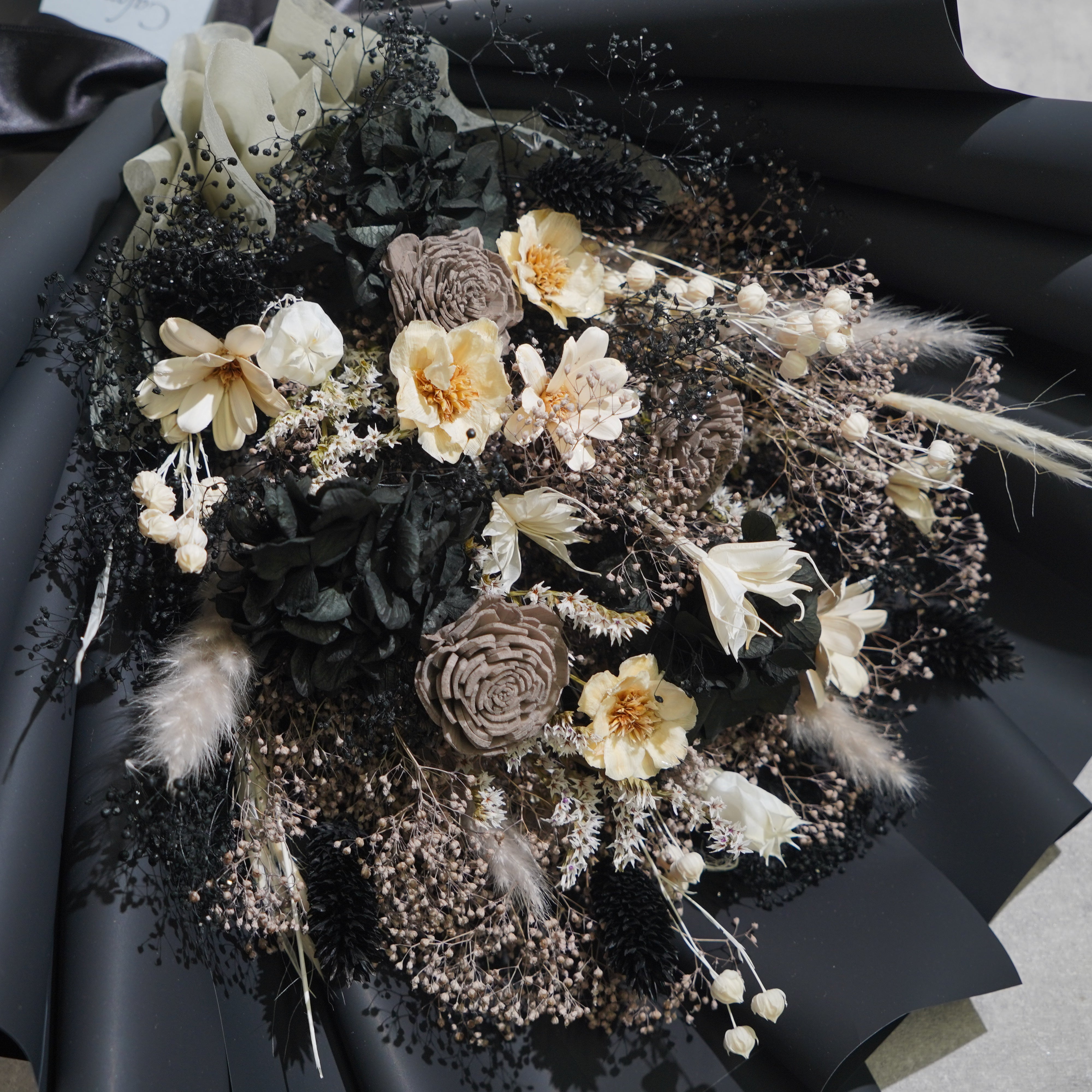 ドライフラワーの花束 Lサイズ ブラック L-137≪限定１点≫
