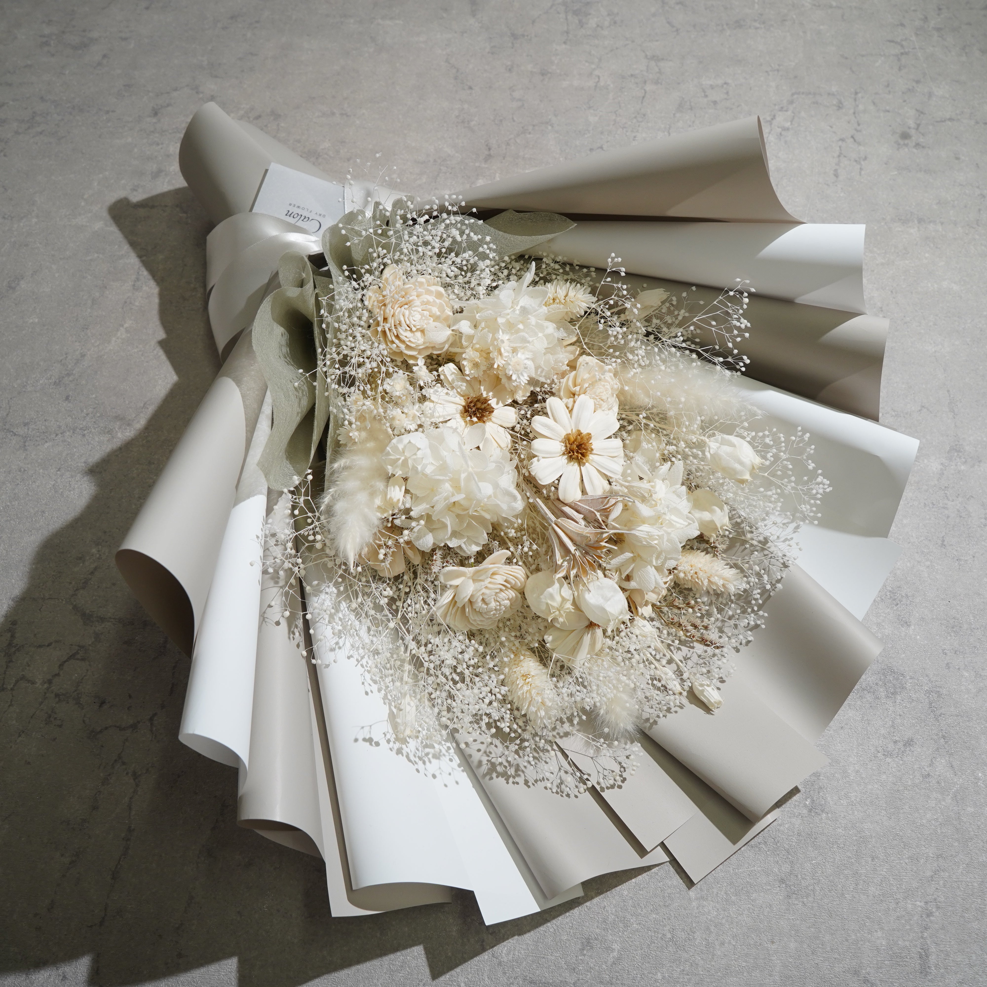 ドライフラワーの花束 Lサイズ ホワイト L-146≪限定１点≫