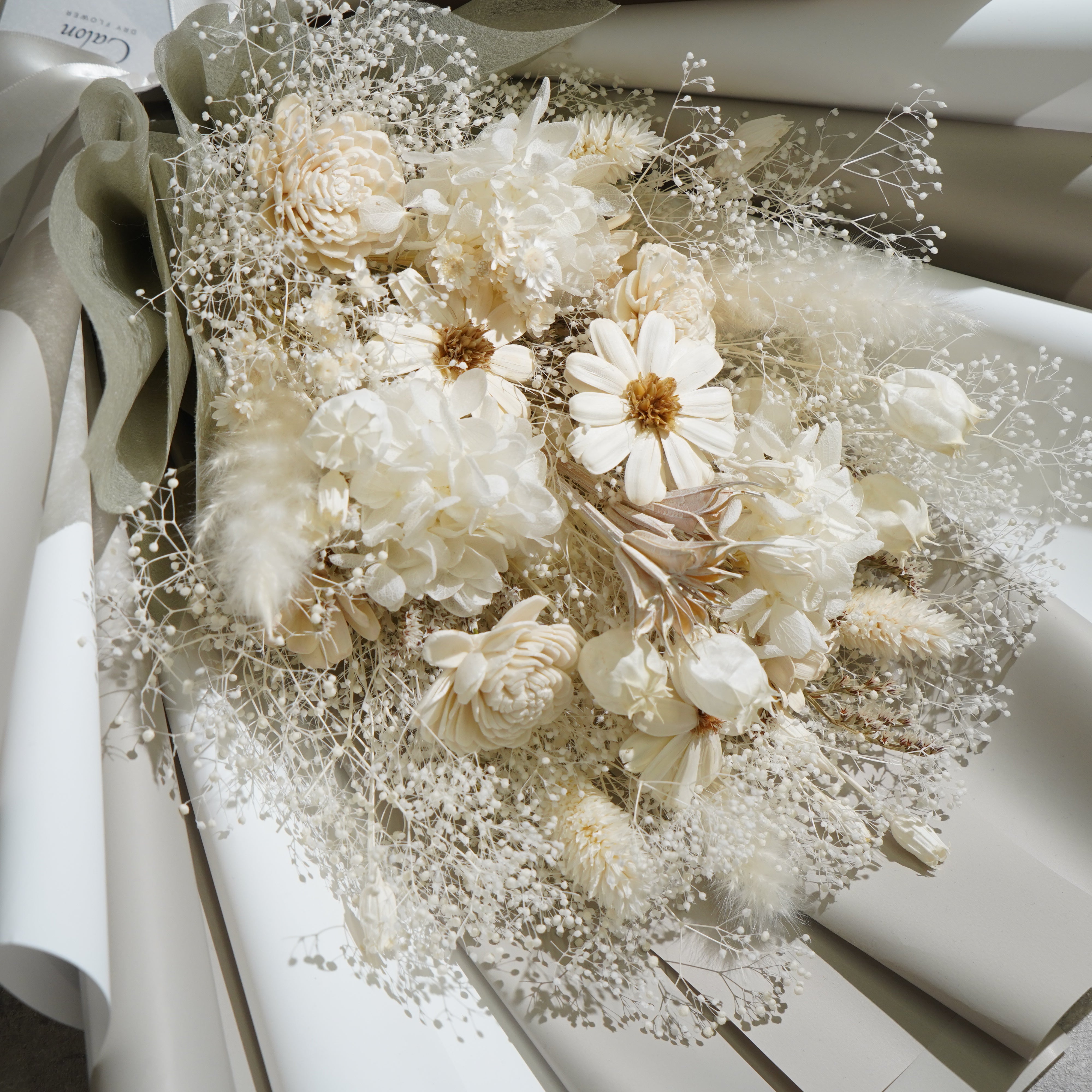 ドライフラワーの花束 Lサイズ ホワイト L-146≪限定１点≫