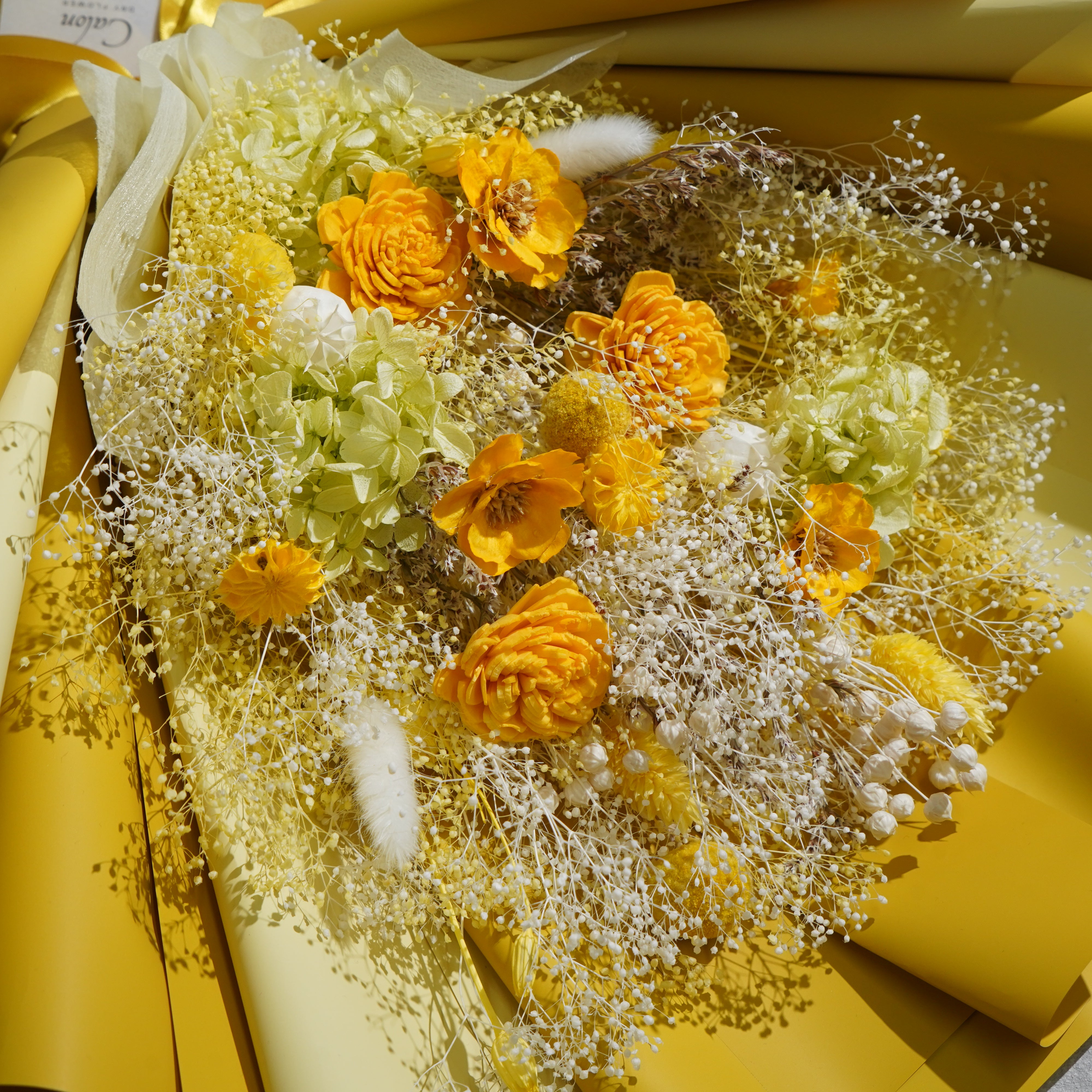 ドライフラワーの花束 Lサイズ イエロー L-147≪限定１点≫