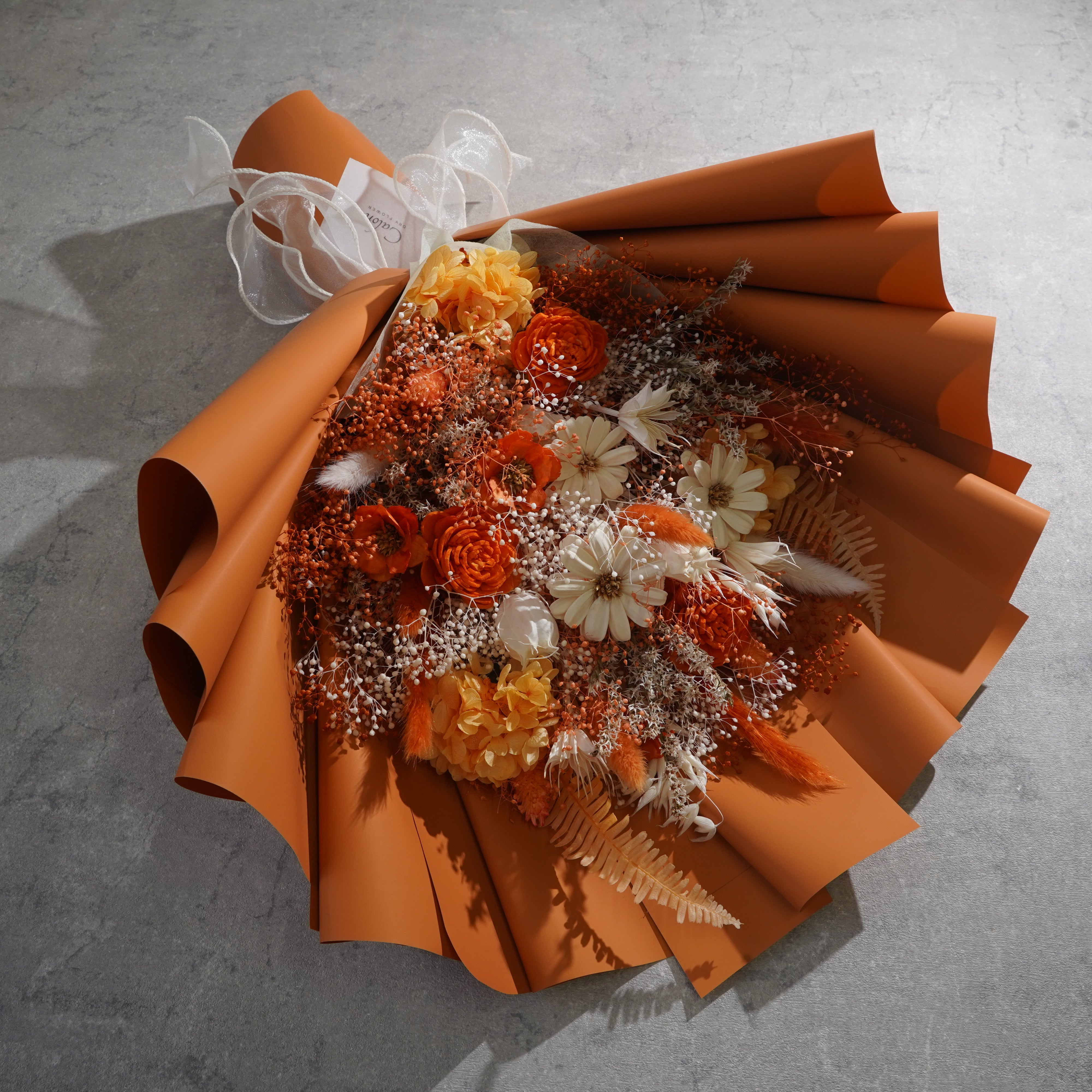 ドライフラワーの花束 Lサイズ オレンジ L-155≪限定１点≫
