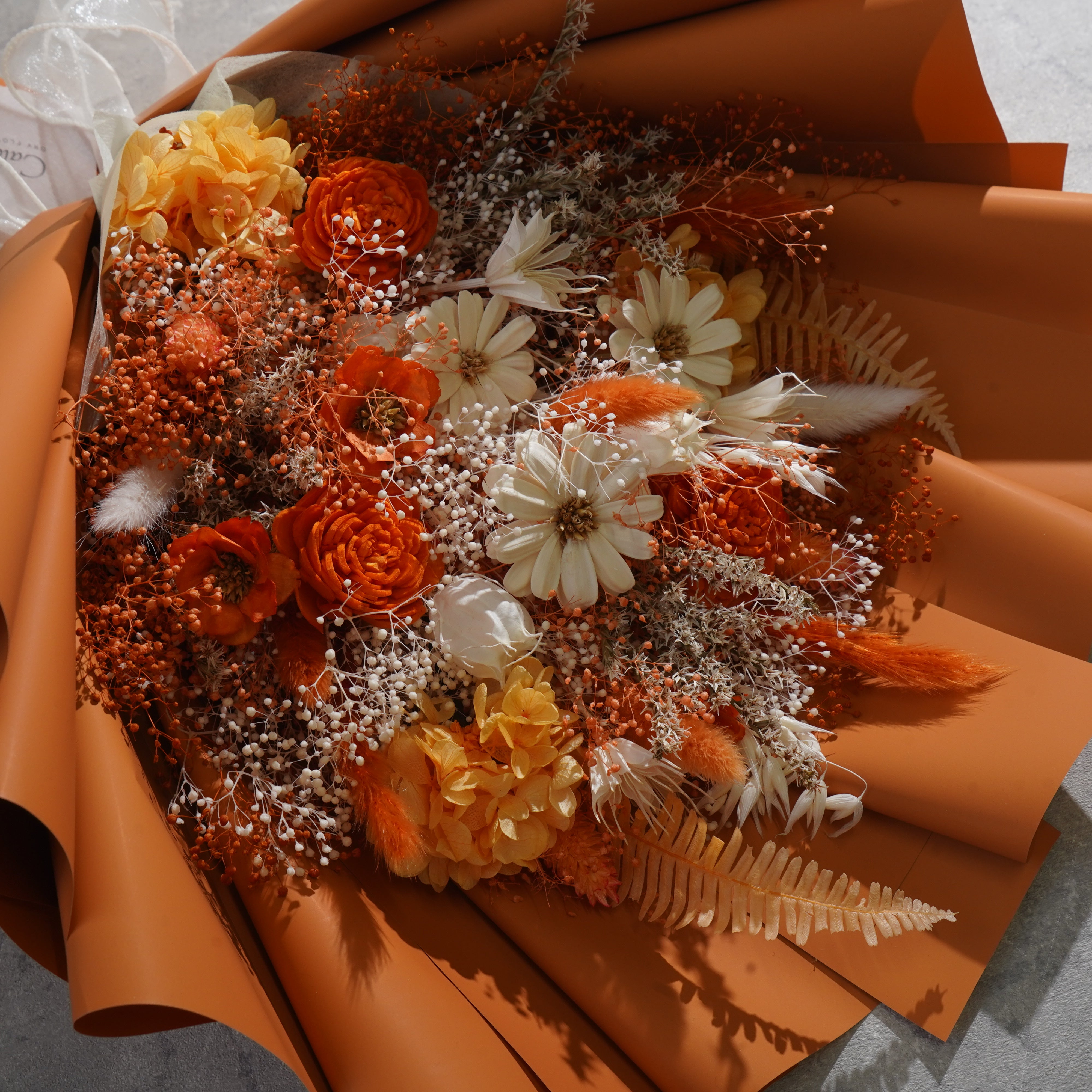 ドライフラワーの花束 Lサイズ オレンジ L-155≪限定１点≫