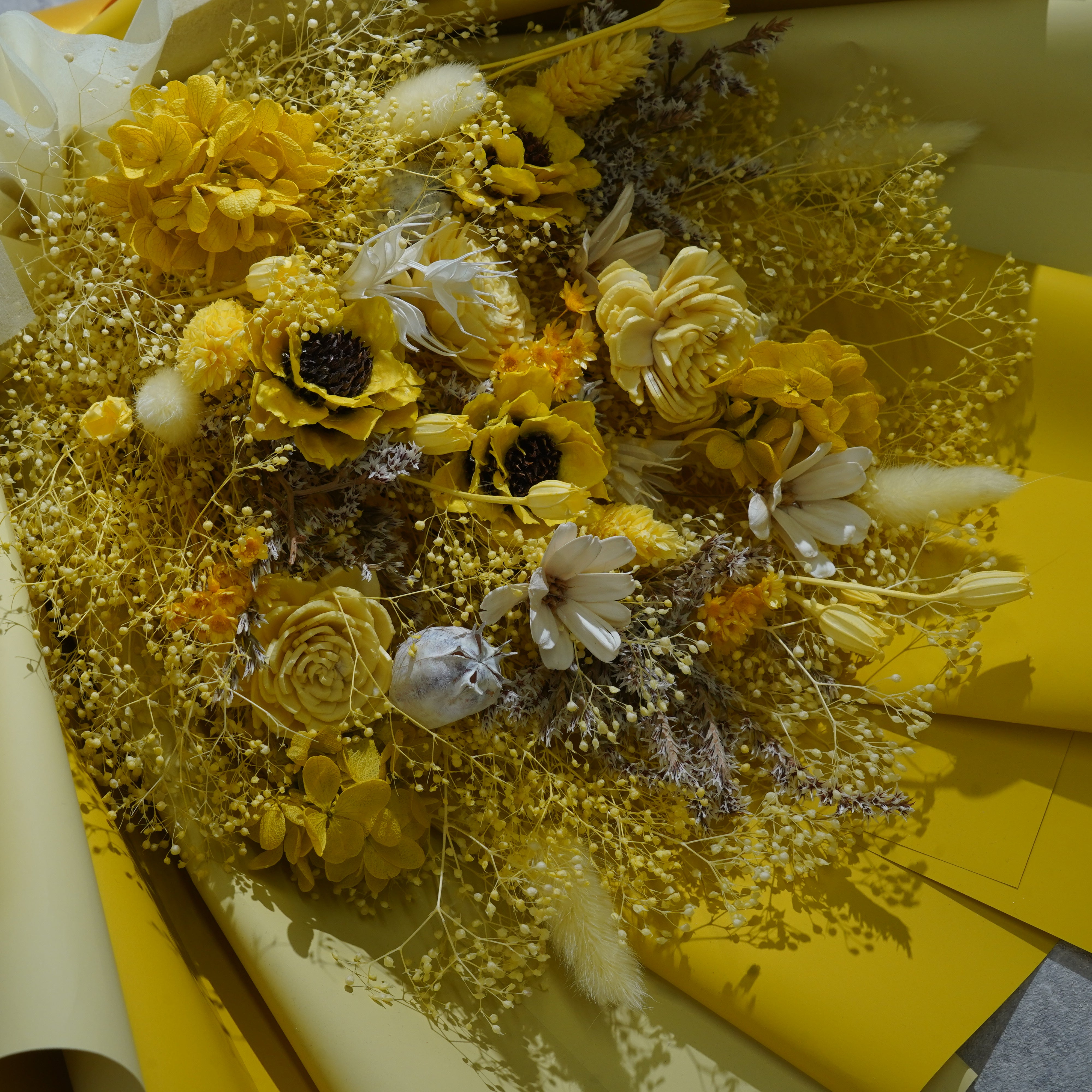 ドライフラワーの花束 Lサイズ イエロー L-160≪限定１点≫