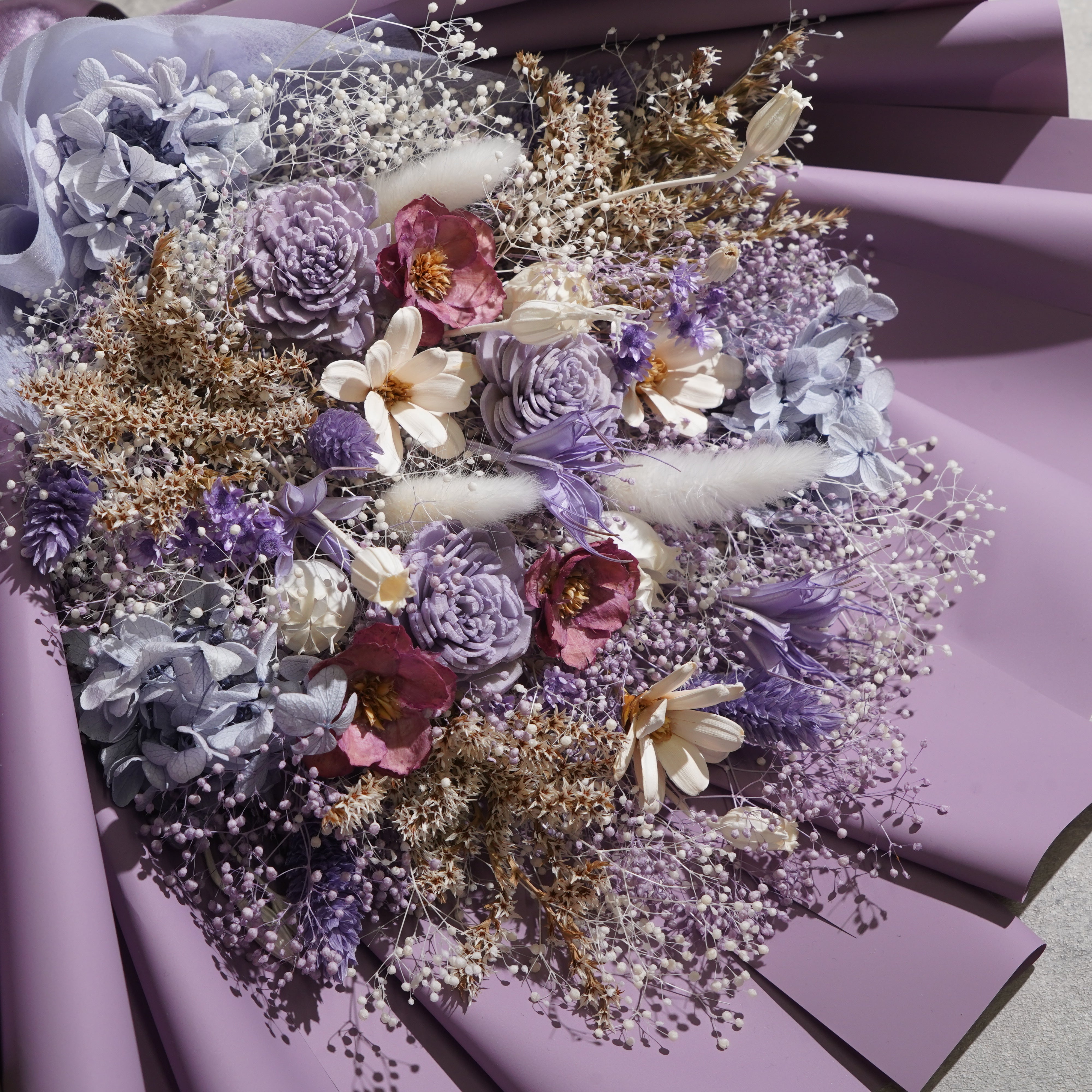 ドライフラワーの花束 Lサイズ パープル L-162≪限定１点≫