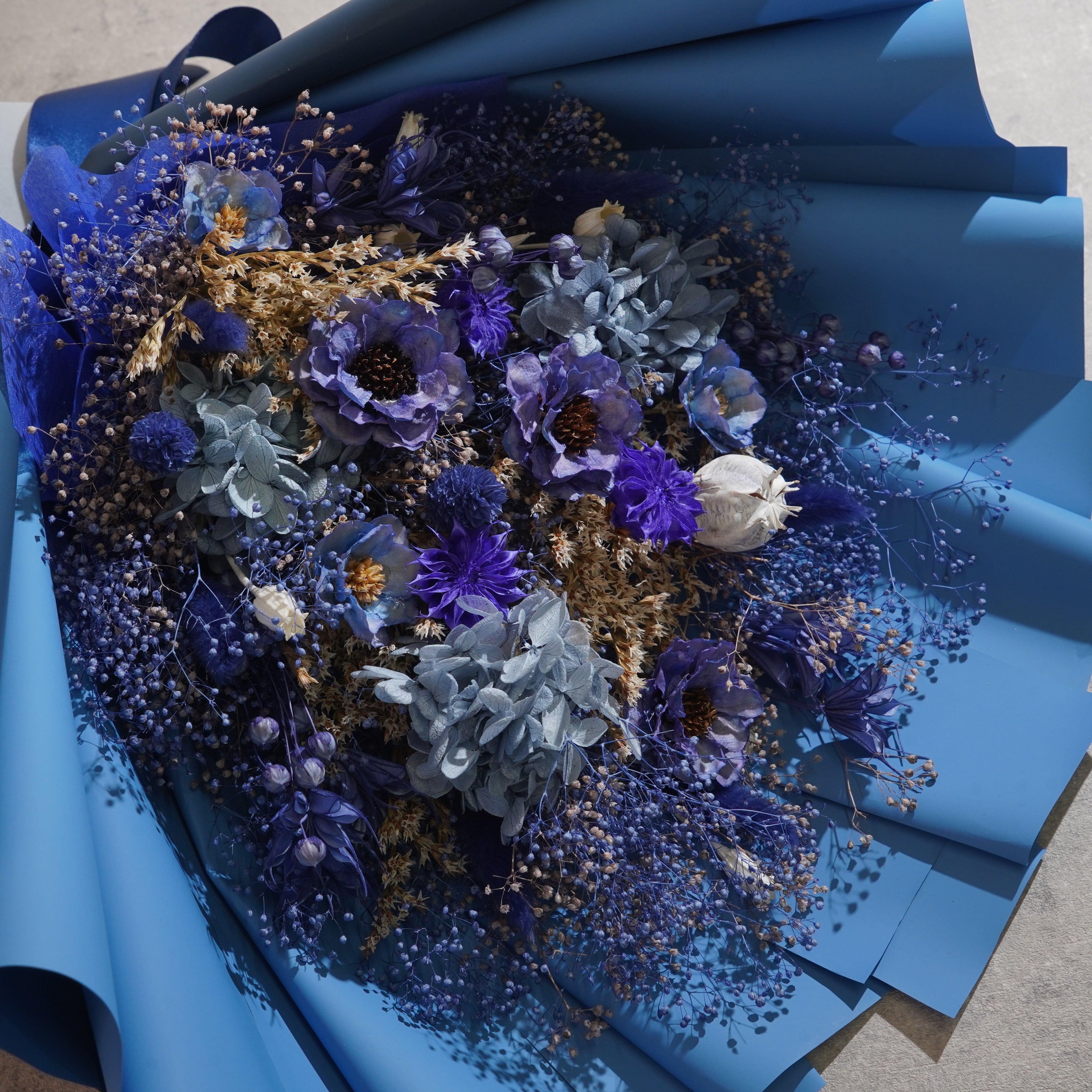 ドライフラワーの花束 Lサイズ ブルー L-165≪限定１点≫