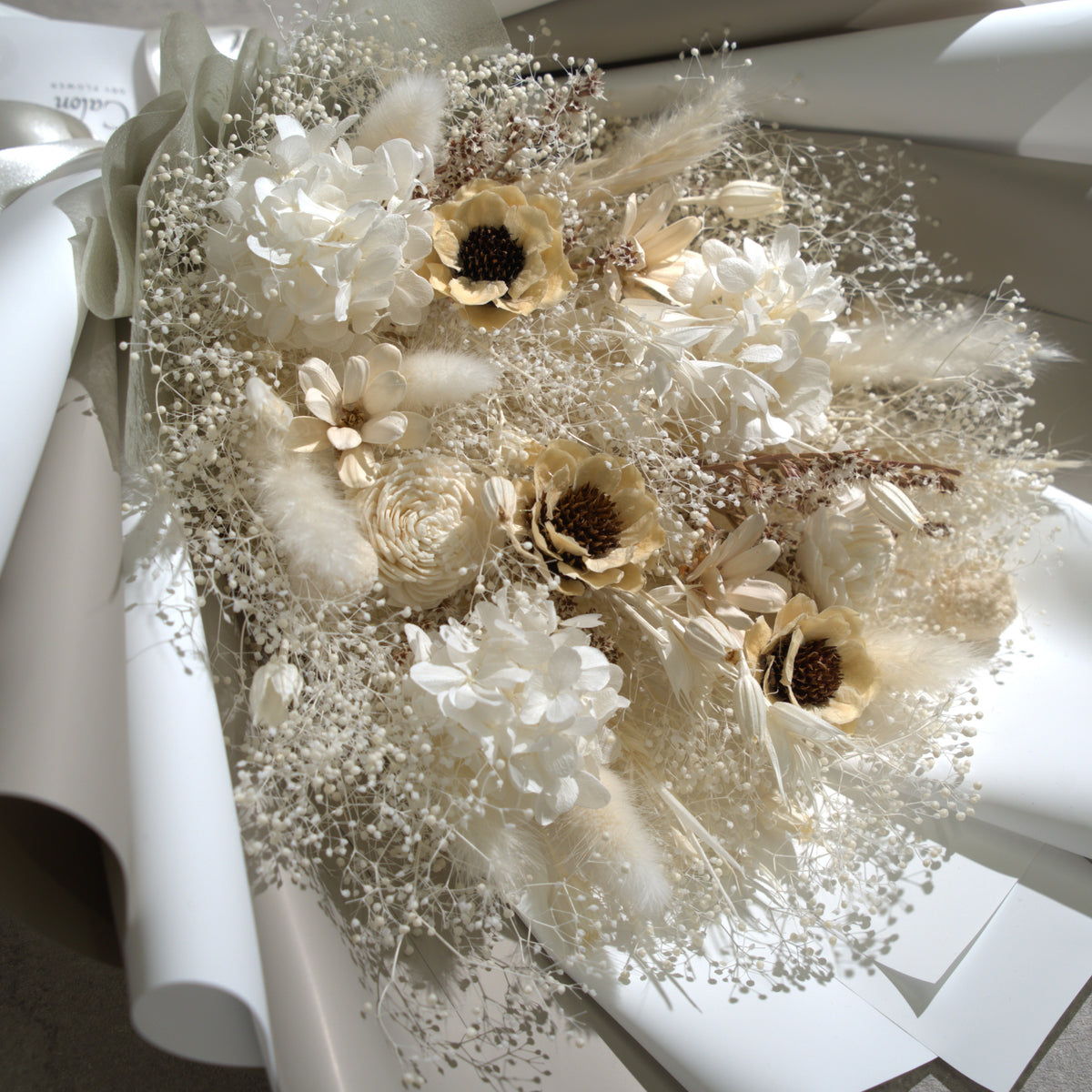 ドライフラワーの花束 Lサイズ ホワイト L-169≪限定１点≫